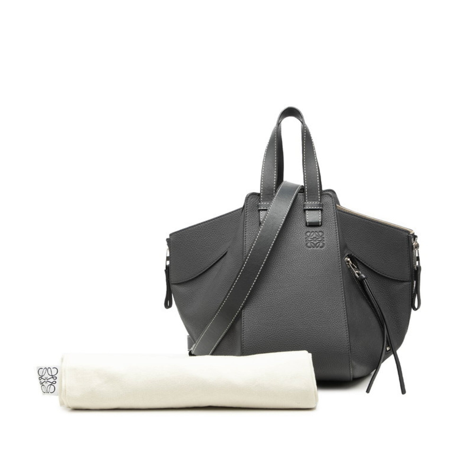 Loewe Gray Leather Handbag Shoulder Bag (Pre-Owned)
