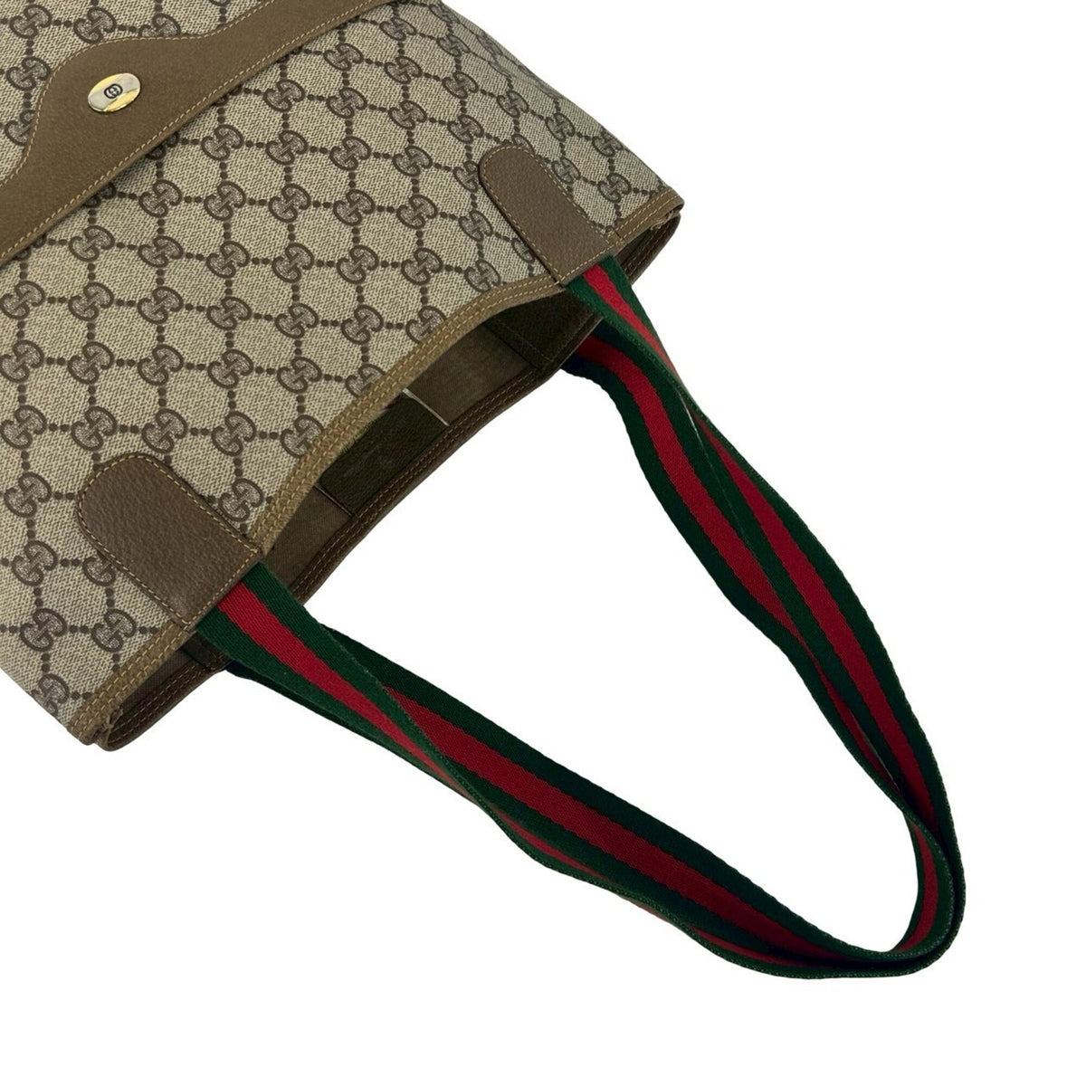 Gucci Brown Green Red Color Leather Pvc Handbag Tote Bag (Pre-Owned)