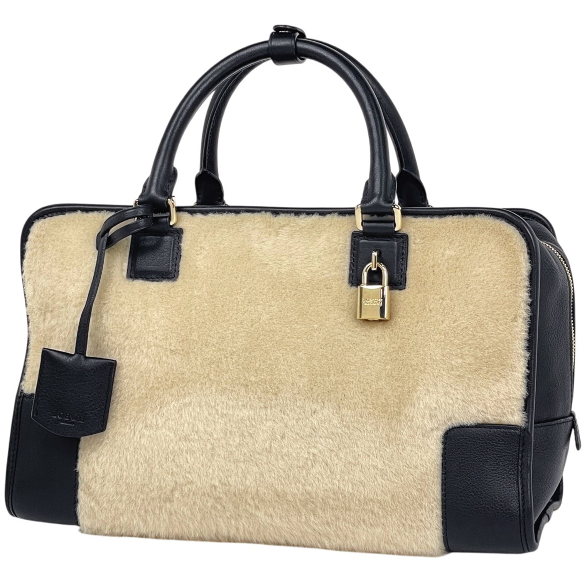 Loewe Amazona Black Ivory Leather Handbag (Pre-Owned)