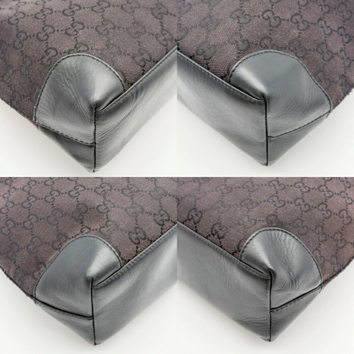 Gucci Gg Canvas Black Gg Canvas Leather Tote Bag (Pre-Owned)