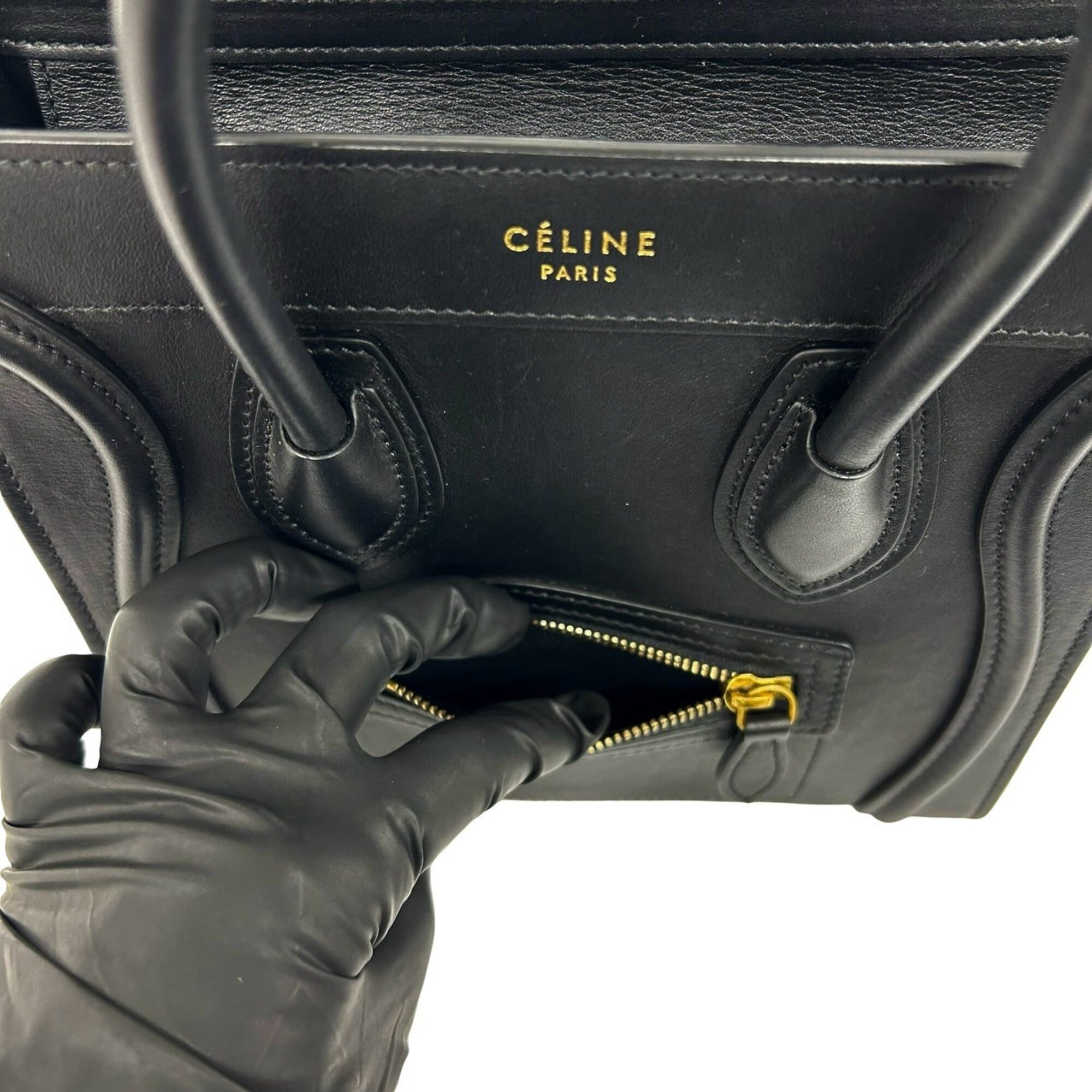 Celine Black Leather Handbag Shoulder Bag (Pre-Owned)