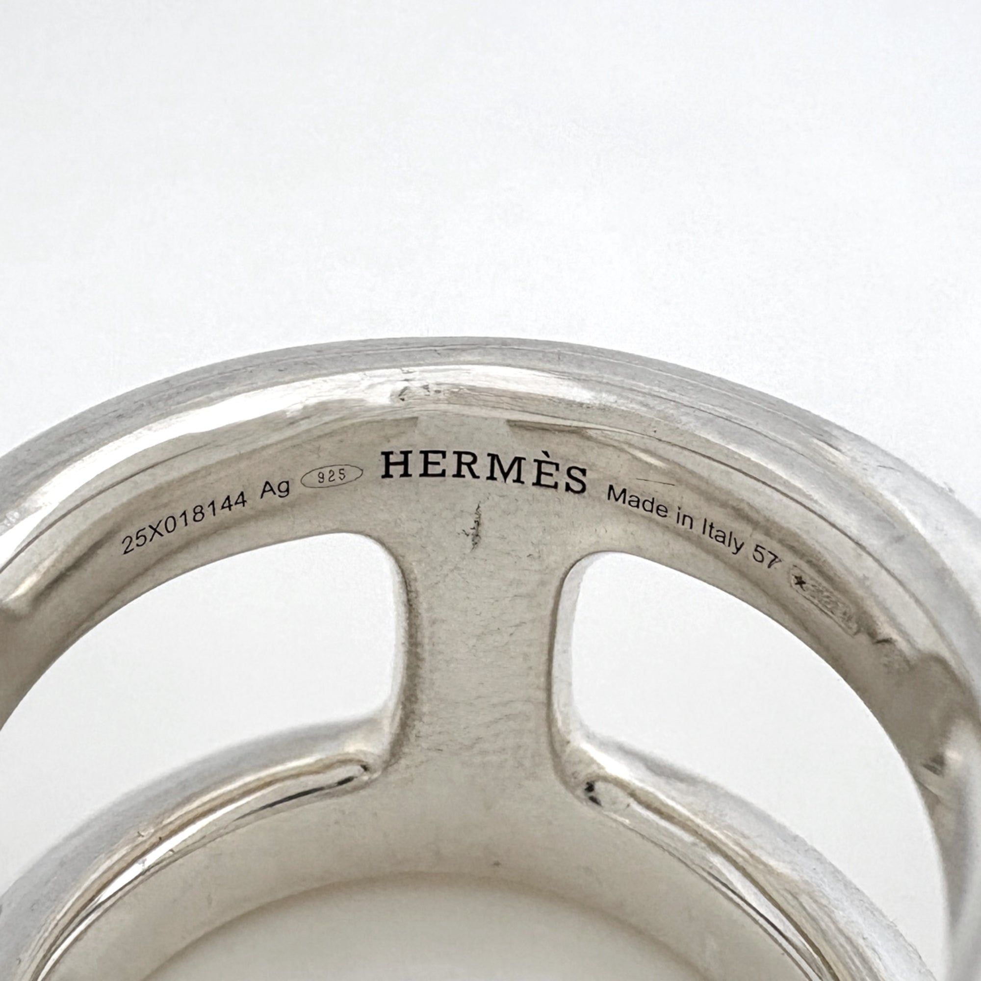 Hermes Silver Silver 925 Band Ring (Pre-Owned)