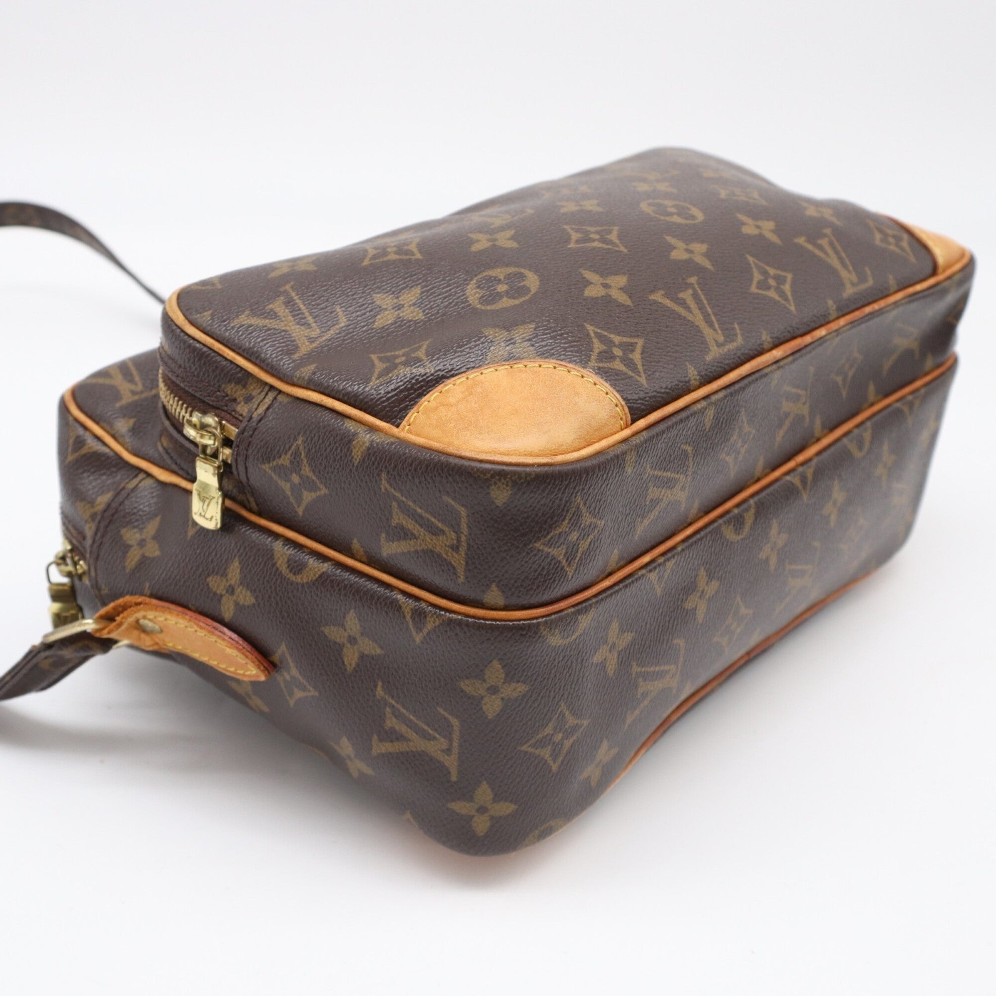 Louis Vuitton Beige Brown Monogram Coated Canvas Leather Shoulder Bag (Pre-Owned)