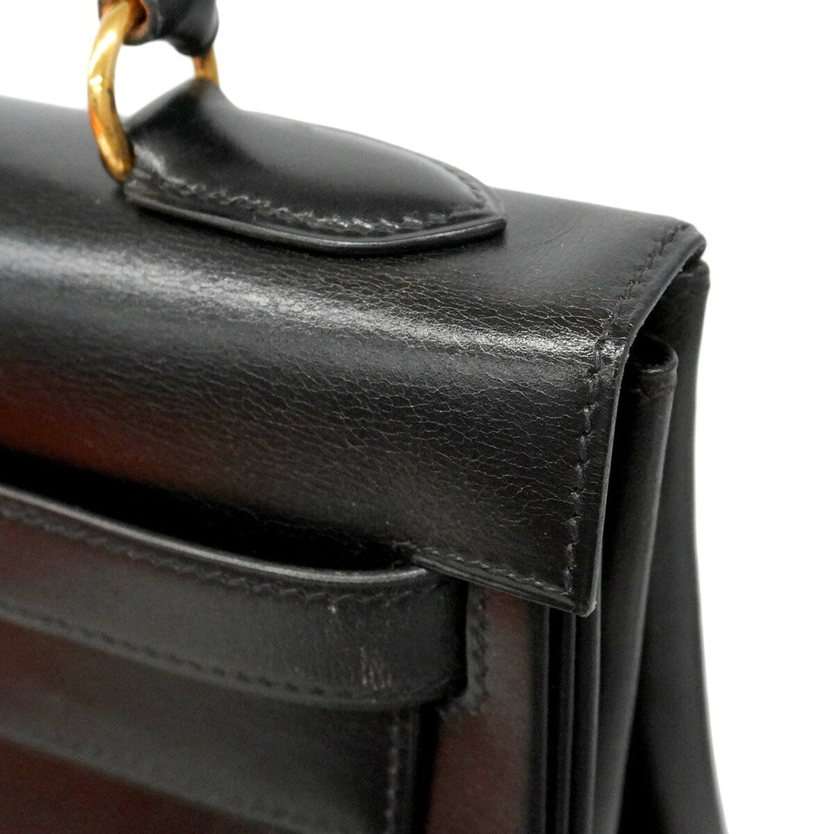 Hermes Black Box Calf Leather Handbag (Pre-Owned)