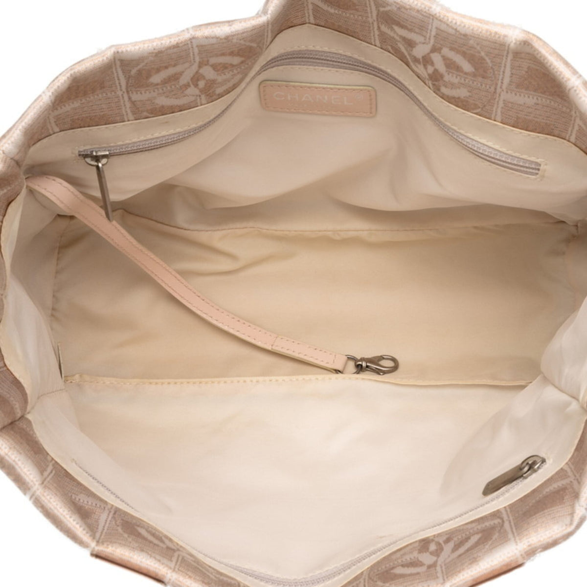Chanel Pink Nylon Leather Shoulder Bag Tote Bag (Pre-Owned)