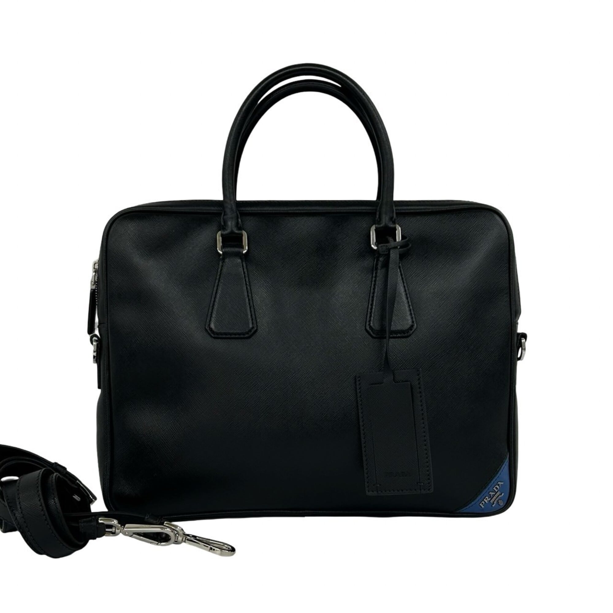 Prada Black Leather Briefcase Shoulder Bag (Pre-Owned)