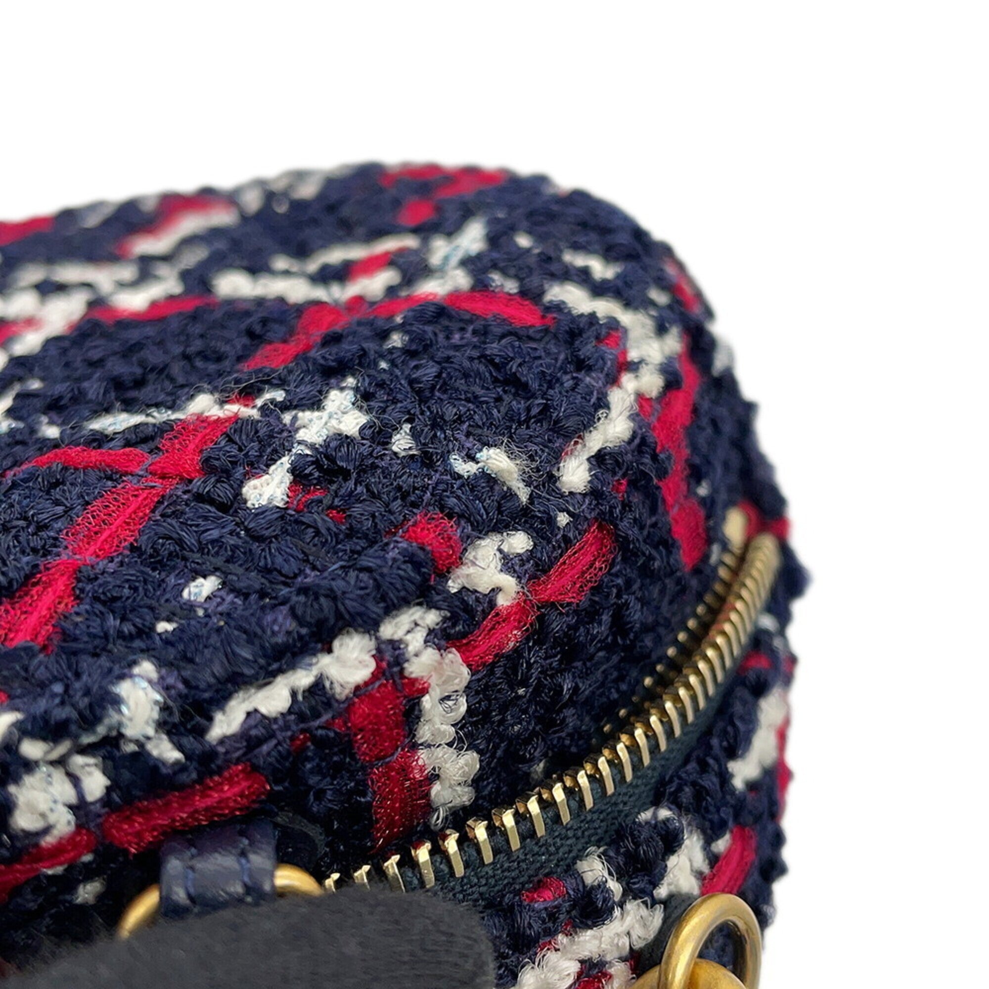 Chanel Matelasse Navy Pink White Tweed Shoulder Bag (Pre-Owned)