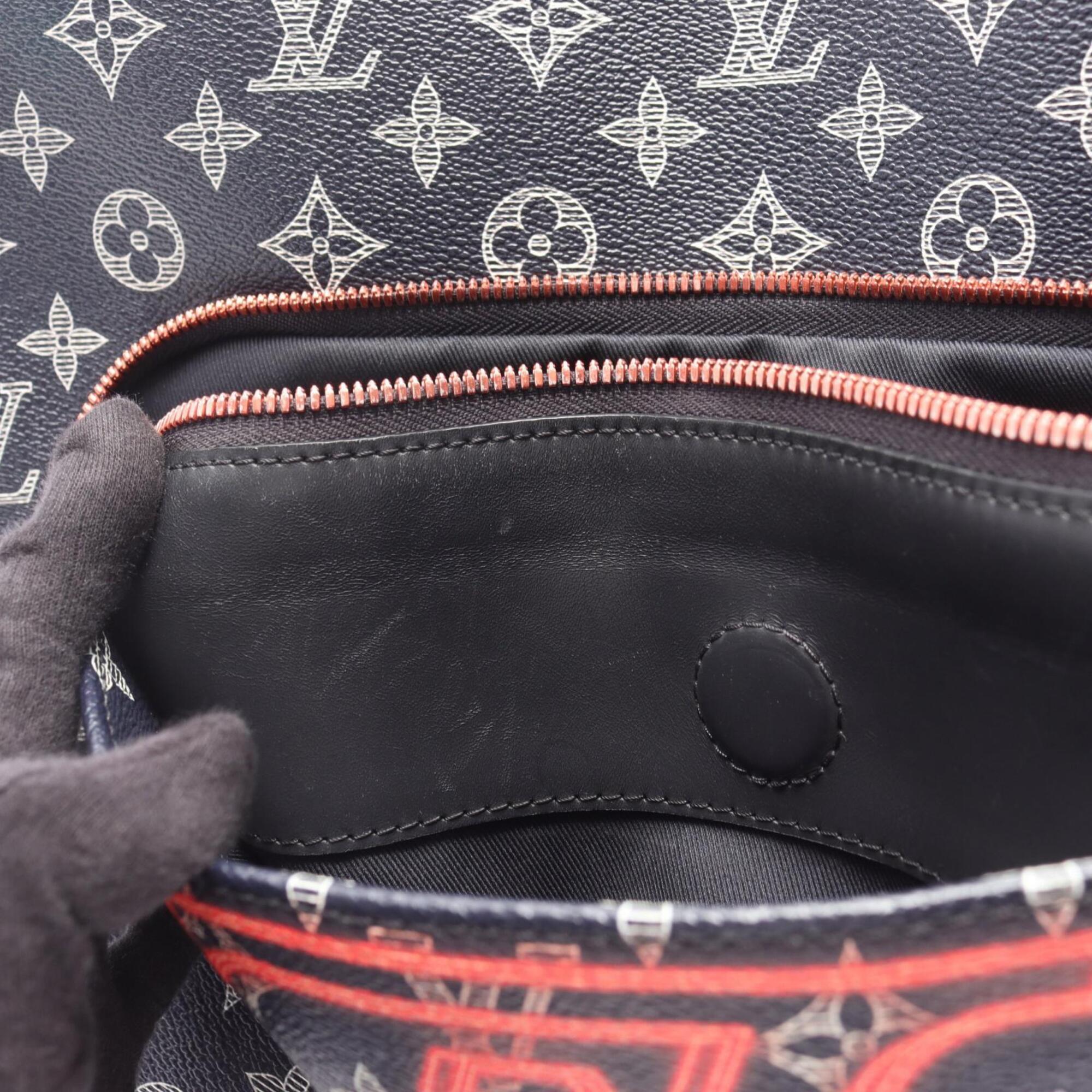 Louis Vuitton Black Red Color White Coated Canvas Leather Backpack (Pre-Owned)