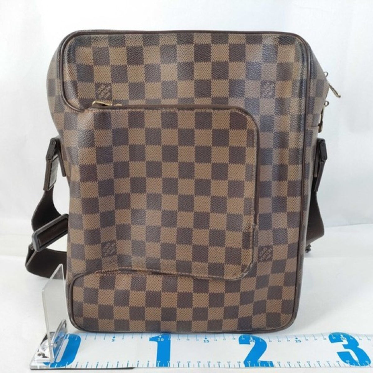 Louis Vuitton Brown Damier Canvas Ebene Leather Shoulder Bag (Pre-Owned)
