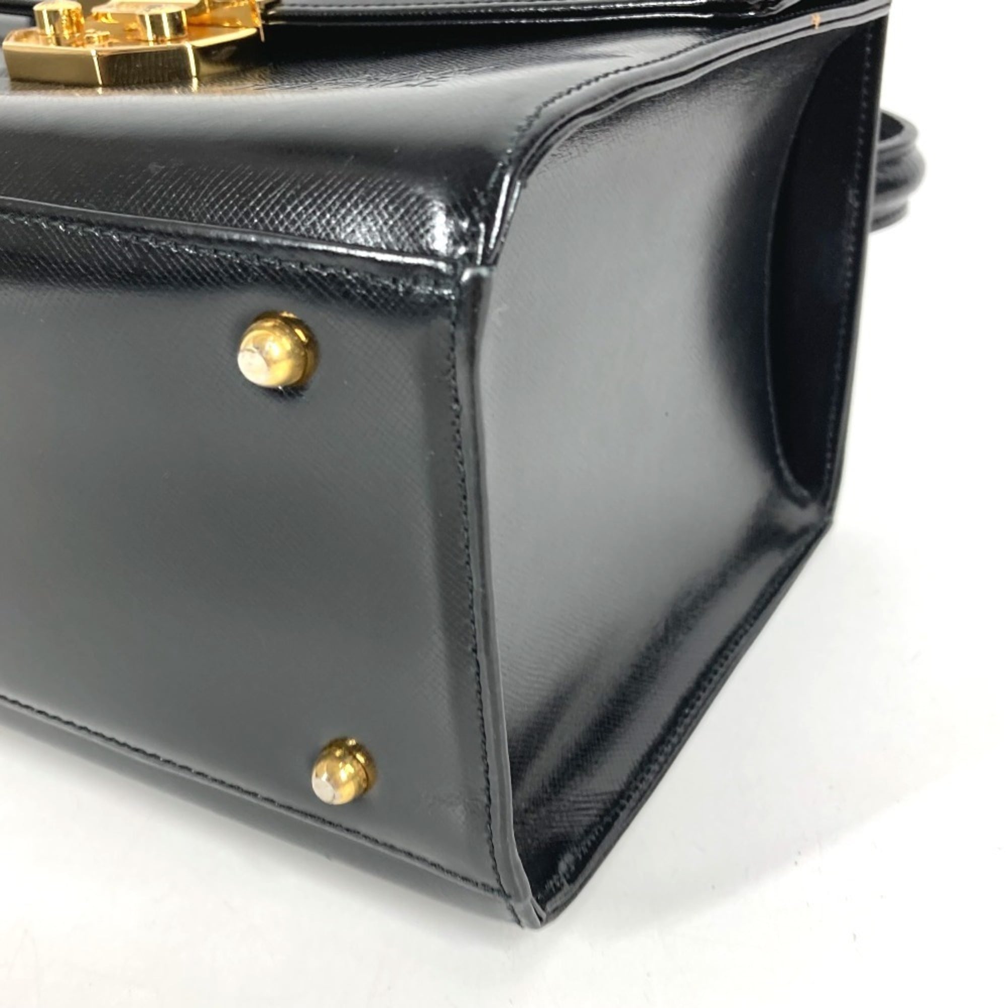 Versace Black Leather Handbag Vanity Bag (Pre-Owned)