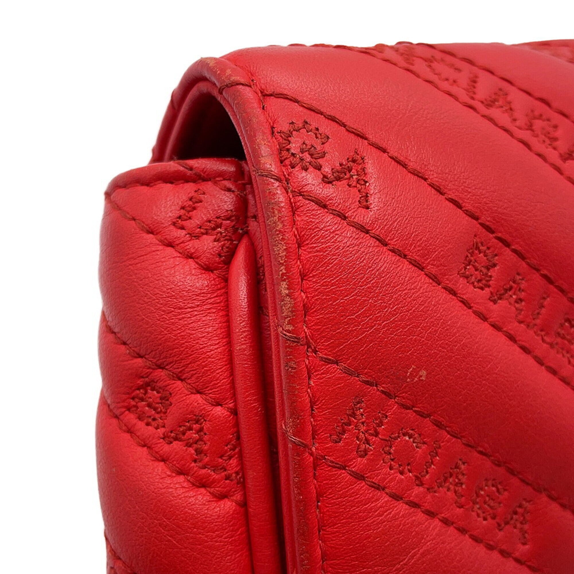 Balenciaga Red Color Leather Handbag Shoulder Bag (Pre-Owned)