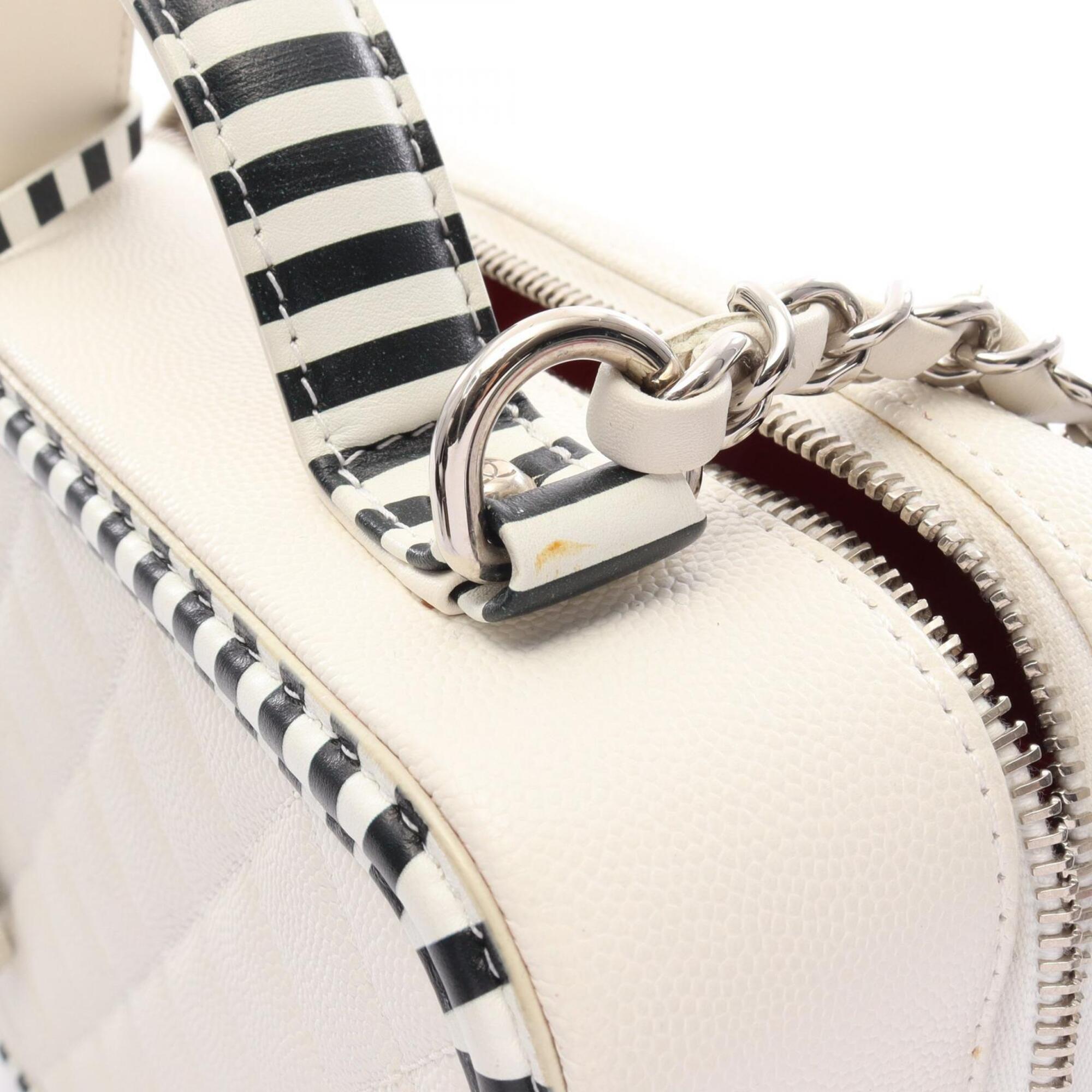 Chanel Black White Leather Handbag Shoulder Bag Vanity Bag (Pre-Owned)