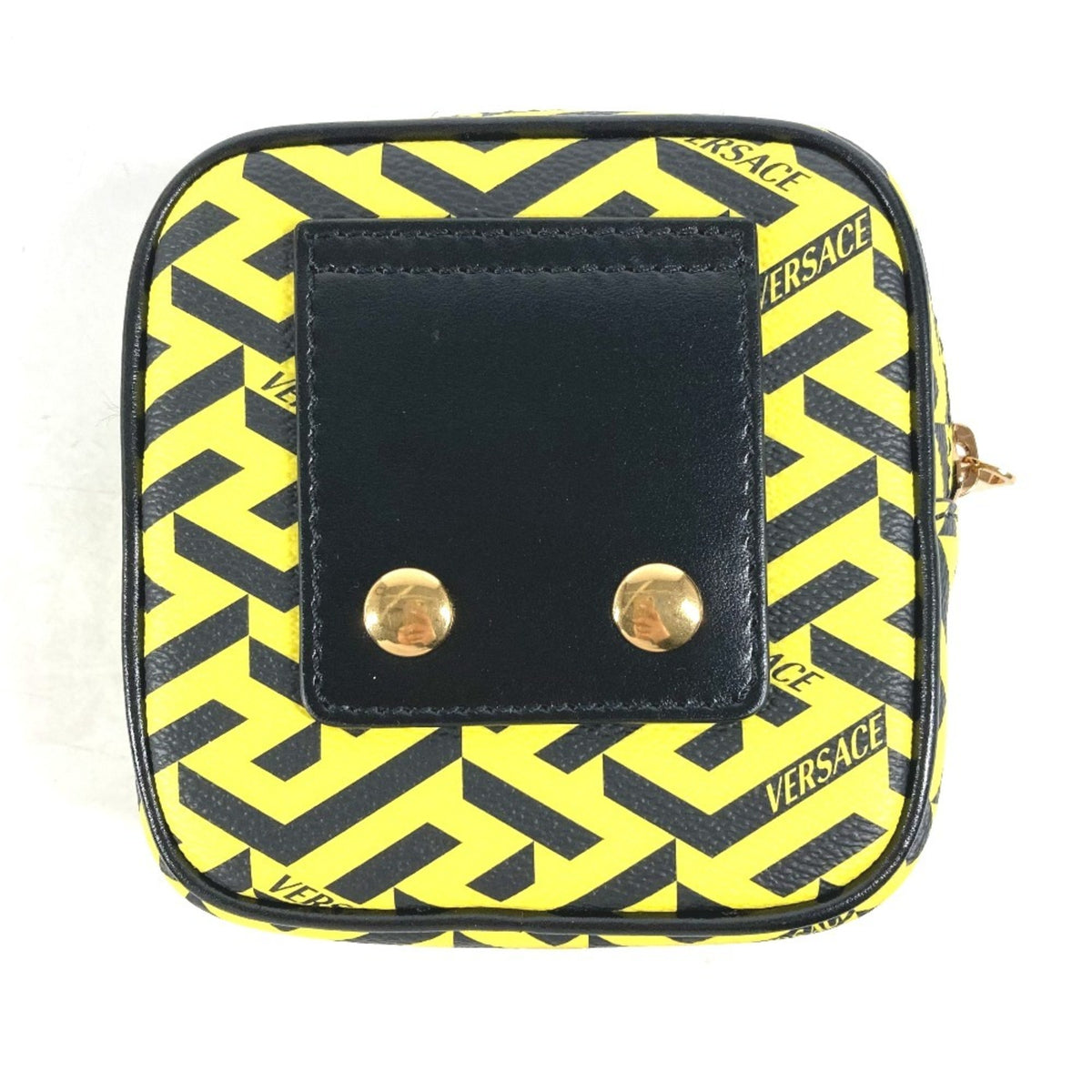 Versace Black Yellow Leather Pouch (Pre-Owned)