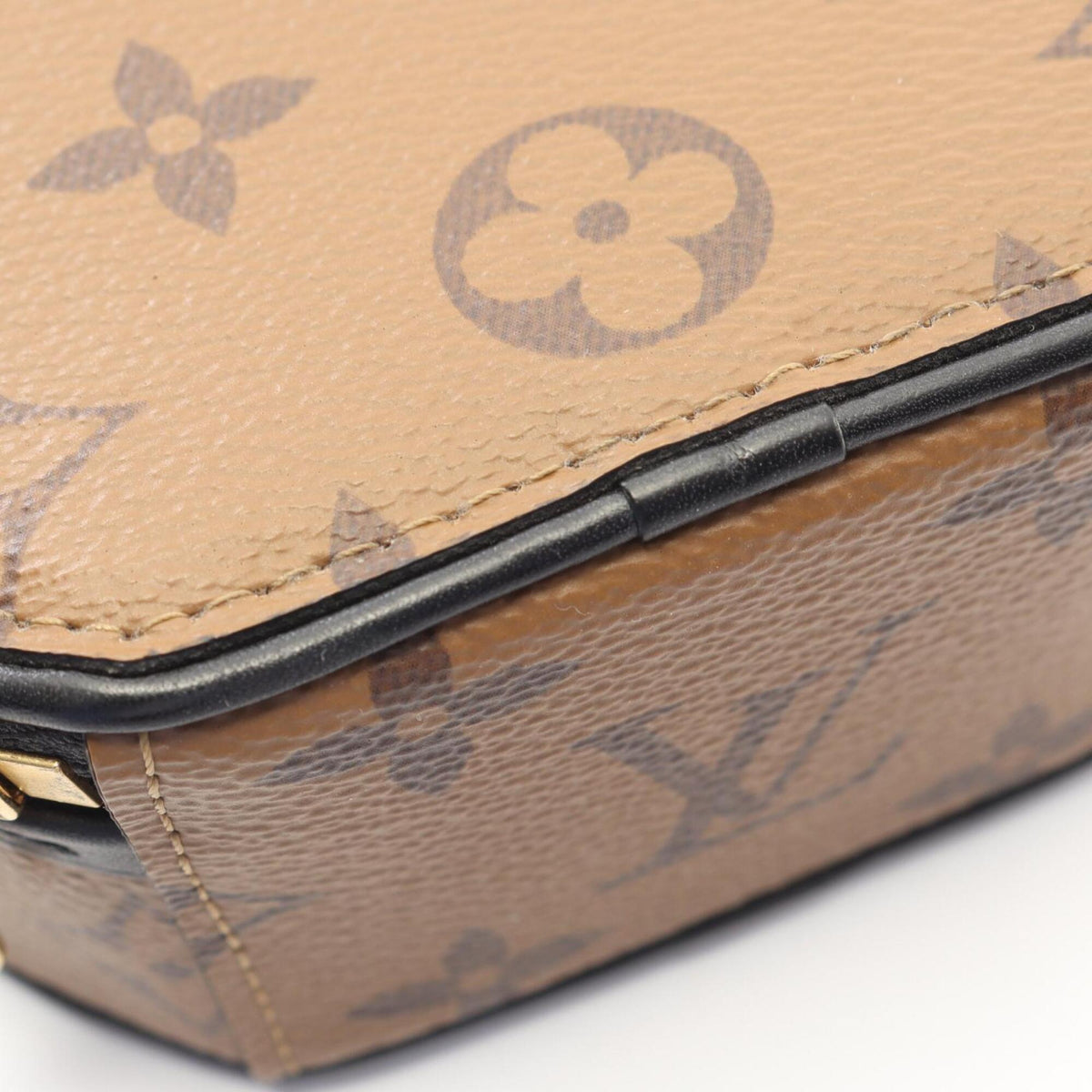 Louis Vuitton Black Brown Monogram Reverse Coated Canvas Leather Handbag (Pre-Owned)