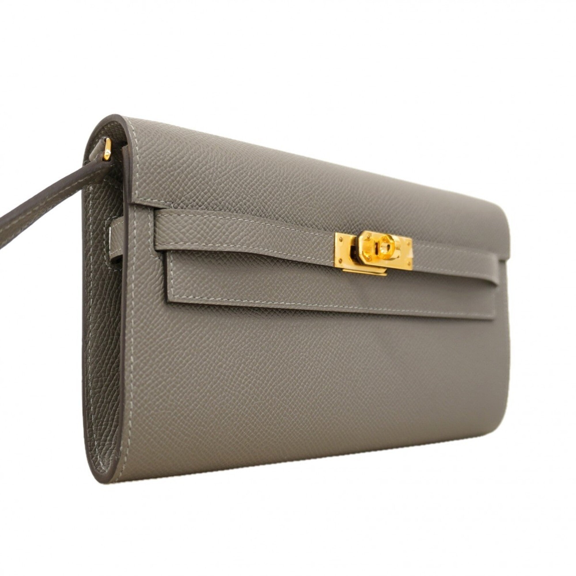 Hermes Gray Epsom Leather Chain/Shoulder Wallet (Pre-Owned)