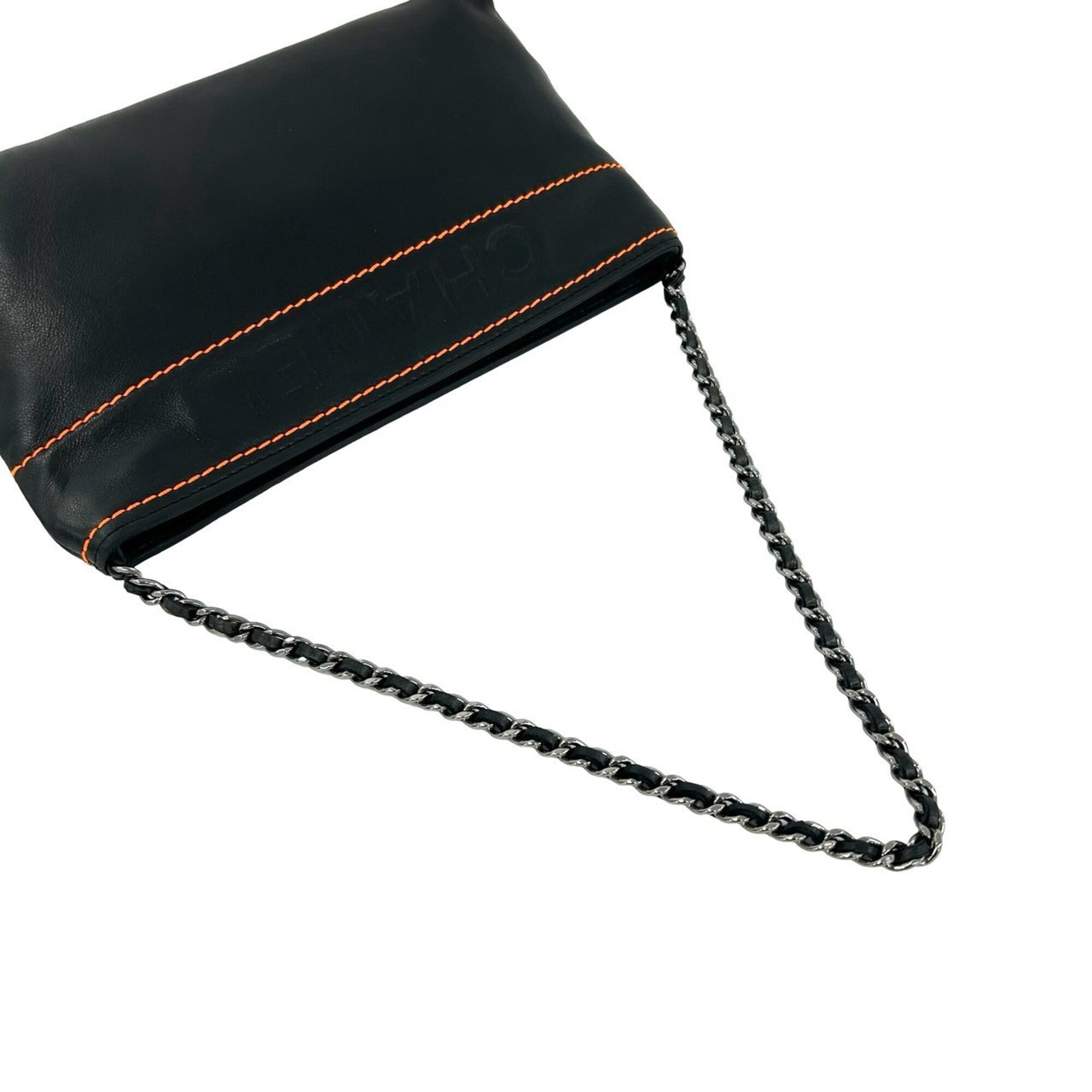 Chanel Black Leather Handbag Shoulder Bag (Pre-Owned)