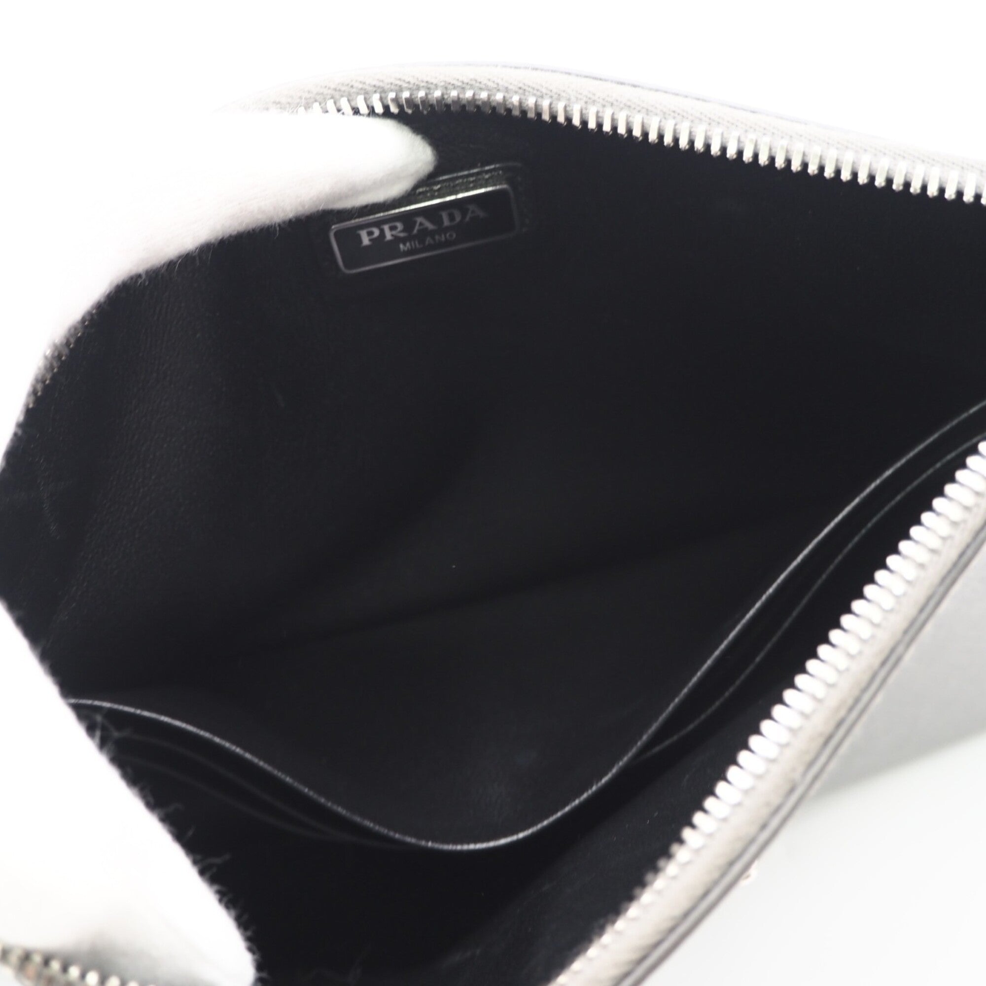 Prada Saffiano Gray Saffiano Clutch Bag Pouch (Pre-Owned)