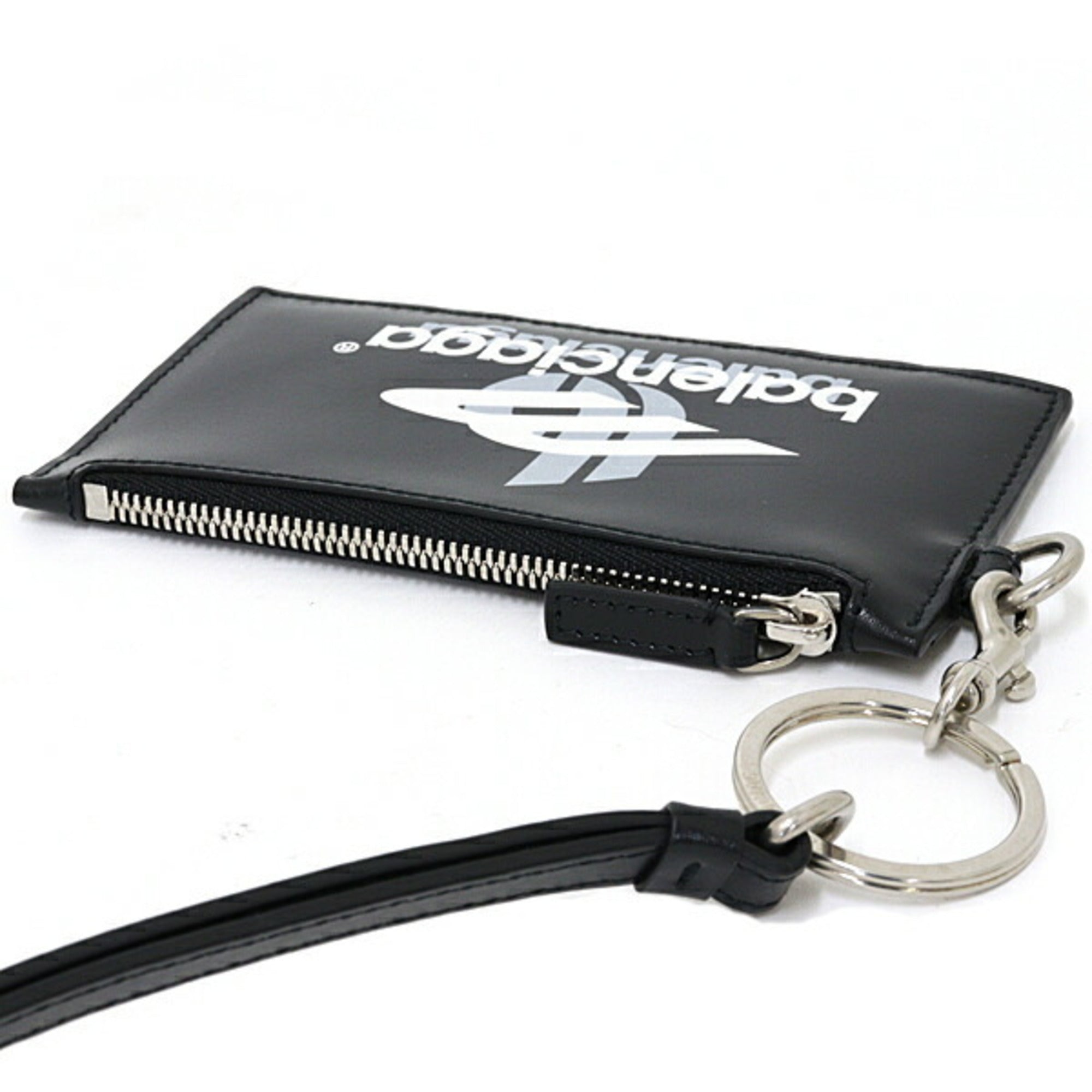 Balenciaga Black Gray White Leather Coin Purse/Coin Case (Pre-Owned)