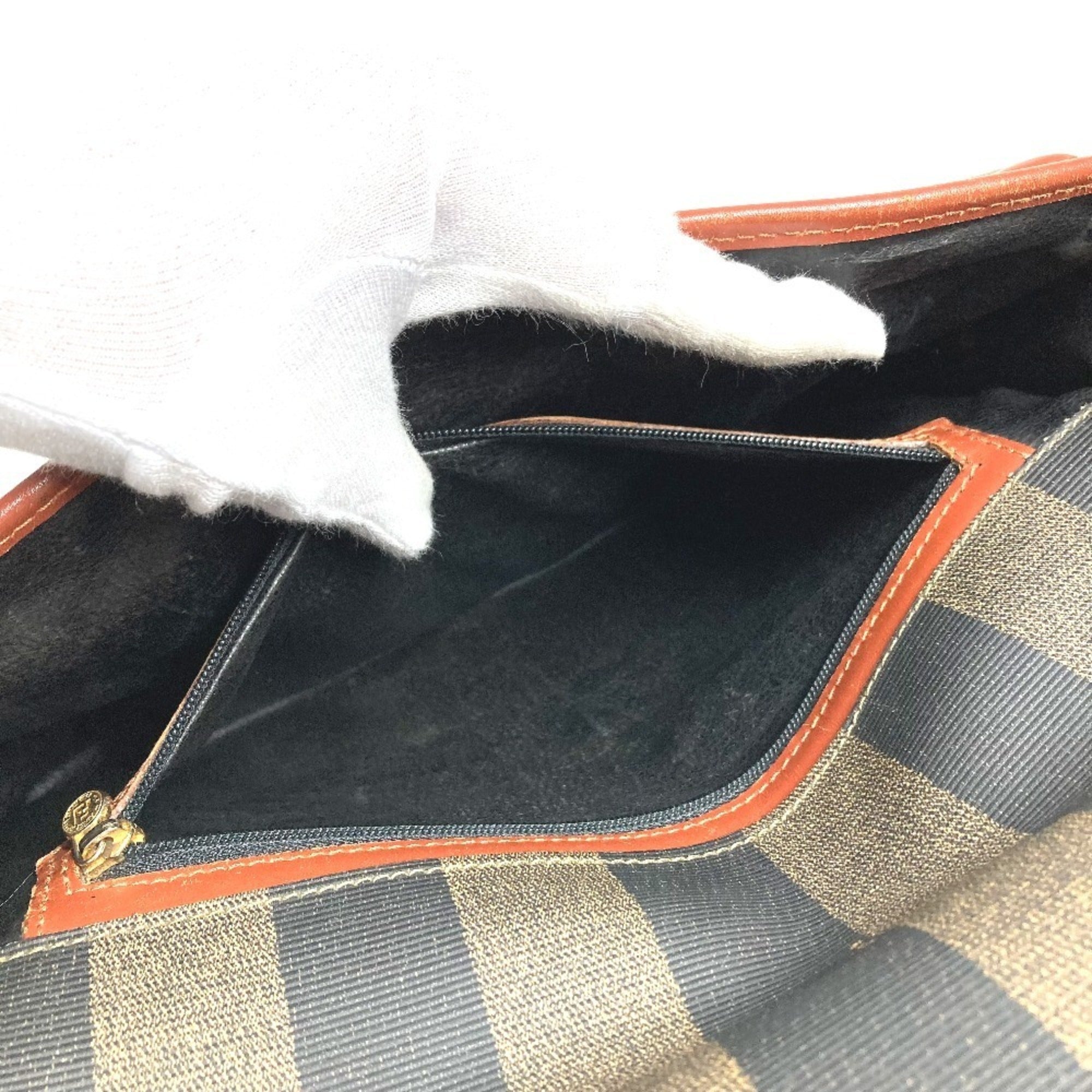 Fendi Brown Khaki Pvc Leather Pochette Shoulder Bag (Pre-Owned)