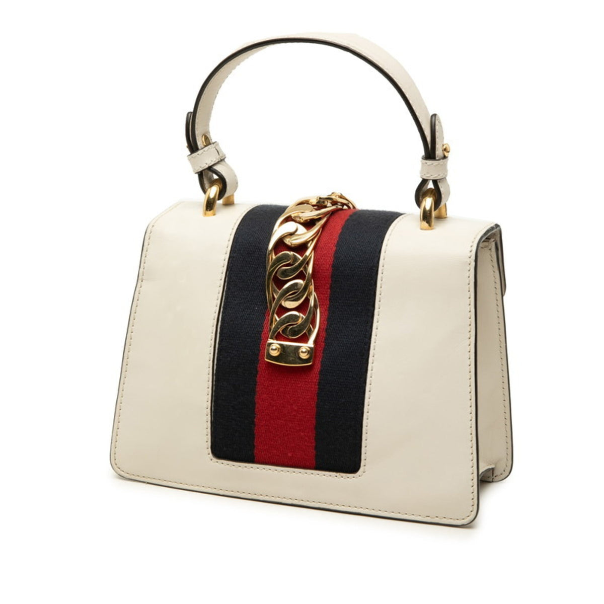 Gucci Sherry Line White Leather Handbag Shoulder Bag (Pre-Owned)