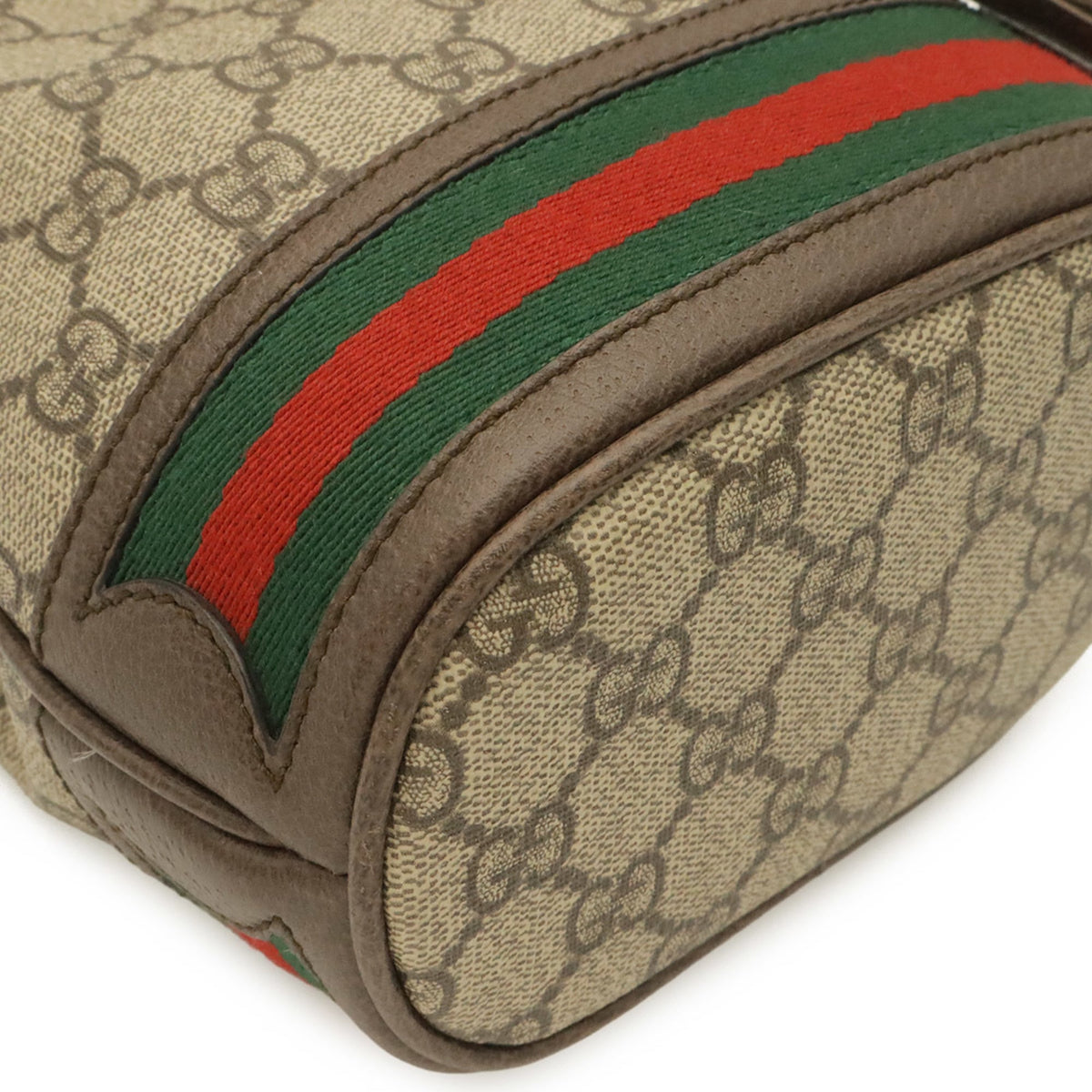 Gucci Beige Brown Green Red Color Gg Supreme Canvas Leather Shoulder Bag (Pre-Owned)