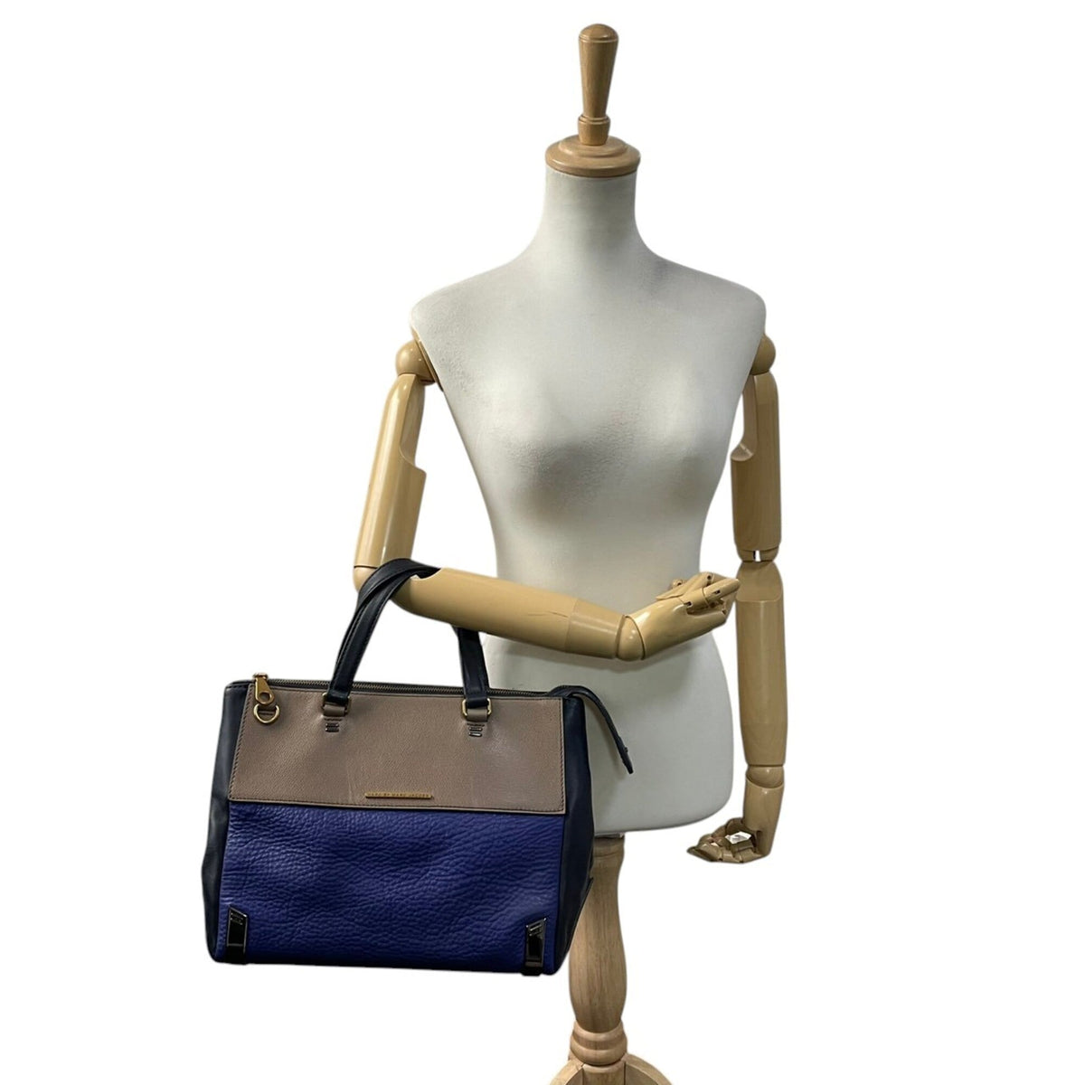 Marc By Marc Jacobs Beige Blue Leather Handbag Tote Bag (Pre-Owned)