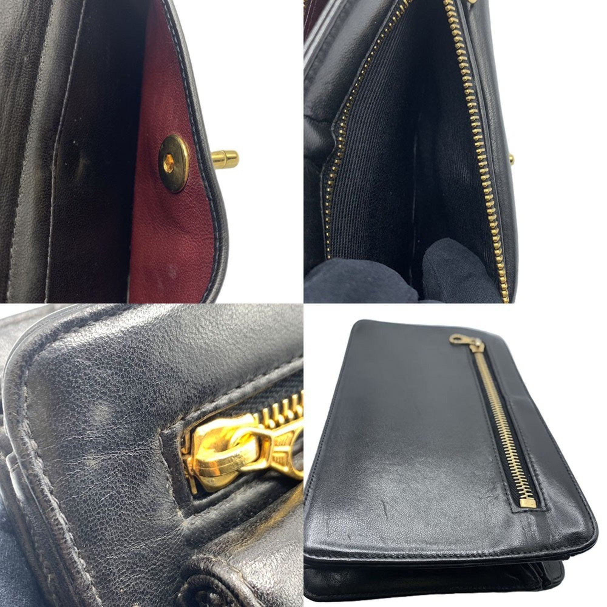 Chanel Black Leather Clutch Bag Pochette (Pre-Owned)