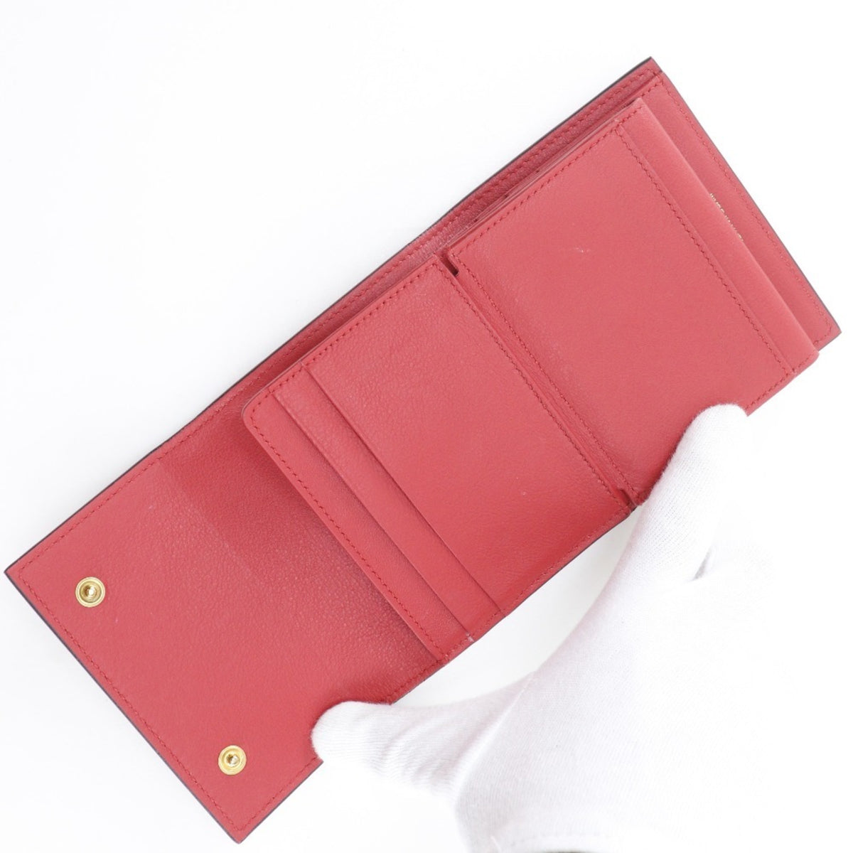 Celine Red Color Leather Wallet (Tri-Fold) (Pre-Owned)