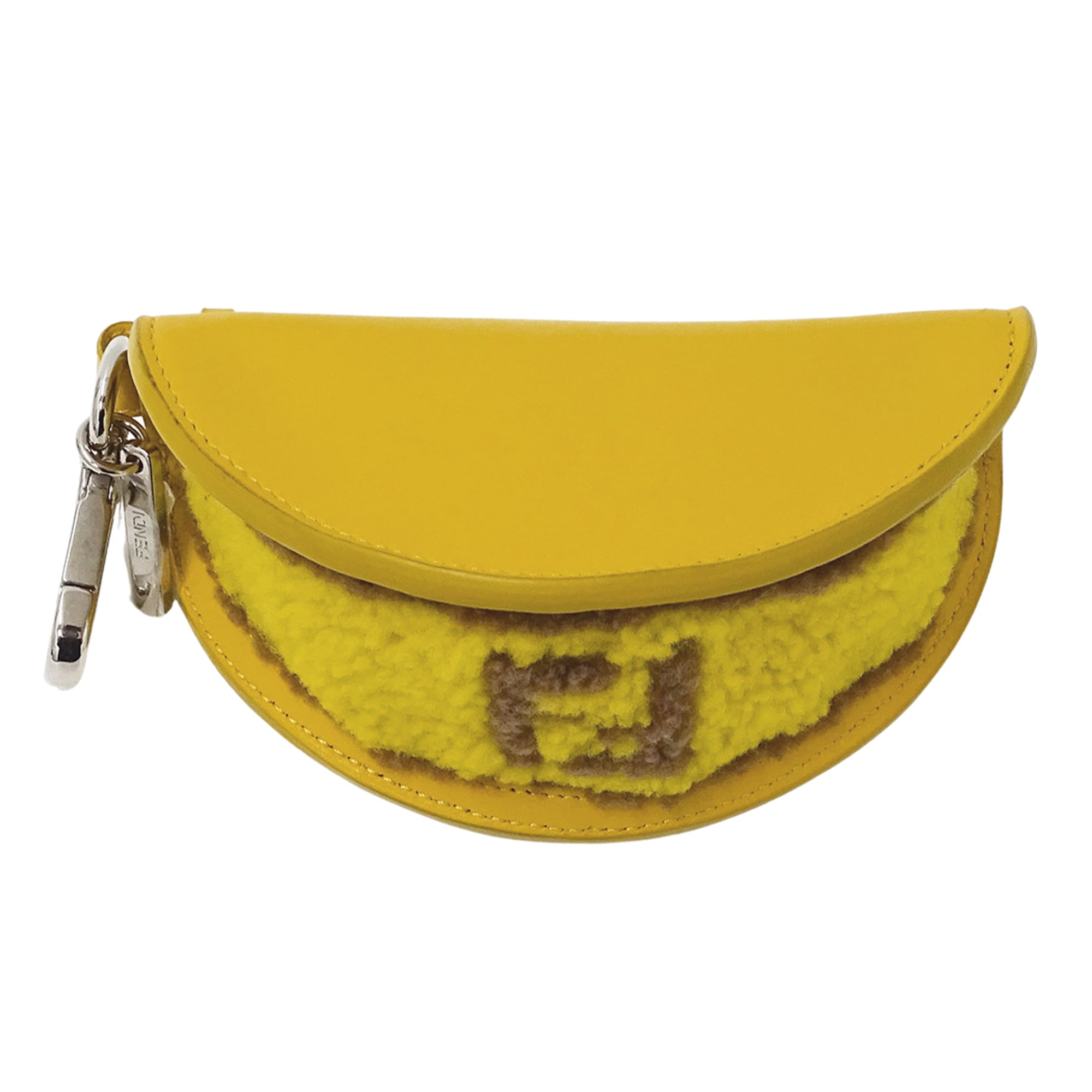 Fendi Yellow Leather Wool Handbag Pouch (Pre-Owned)