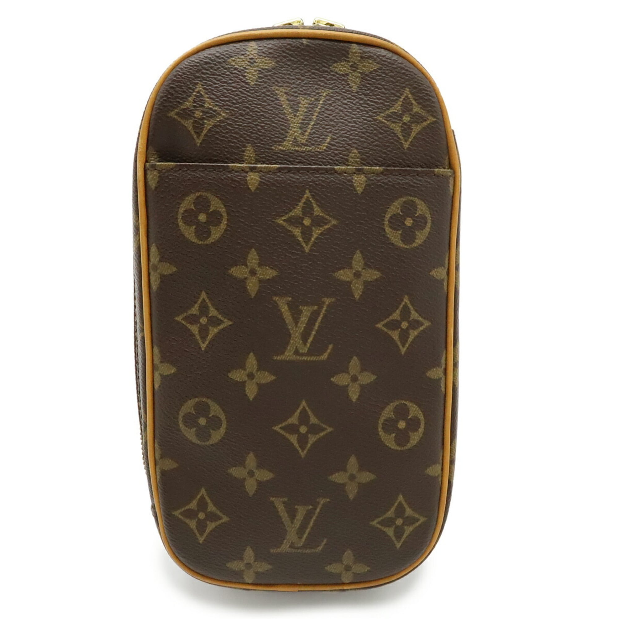Louis Vuitton Brown Canvas Pochette Shoulder Bag Sling Bag (Pre-Owned)