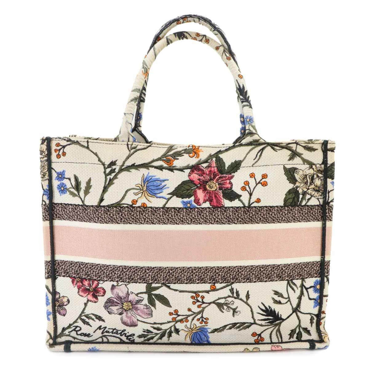 Christian Dior Multi-Color White Canvas Handbag Tote Bag (Pre-Owned)