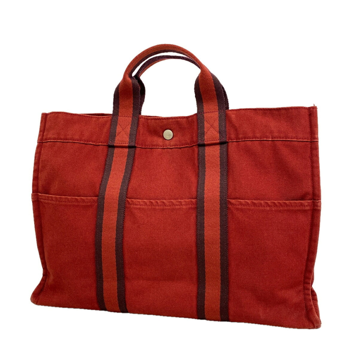 Hermes Red Color Canvas Tote Bag (Pre-Owned)
