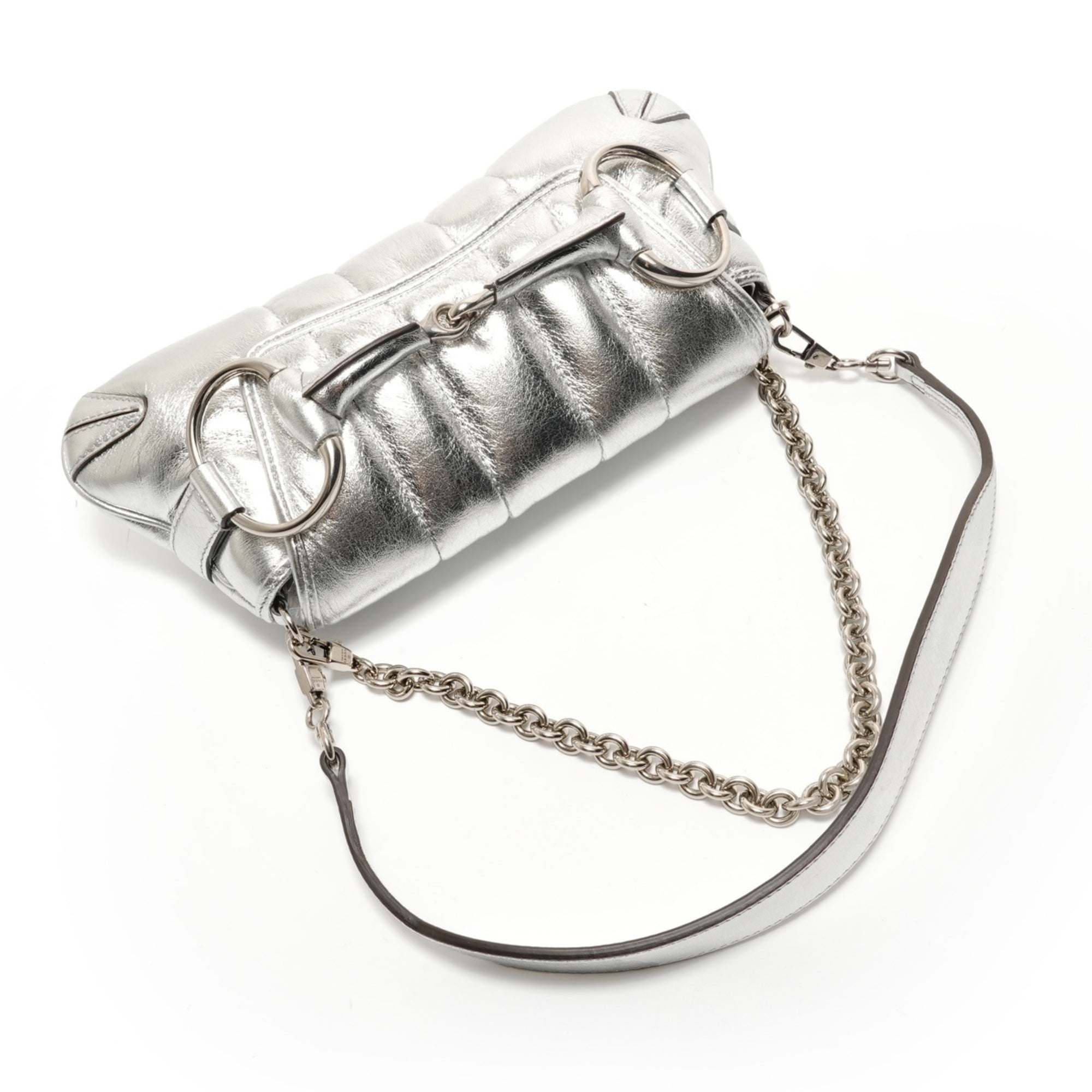 Gucci Silver Leather Shoulder Bag (Pre-Owned)