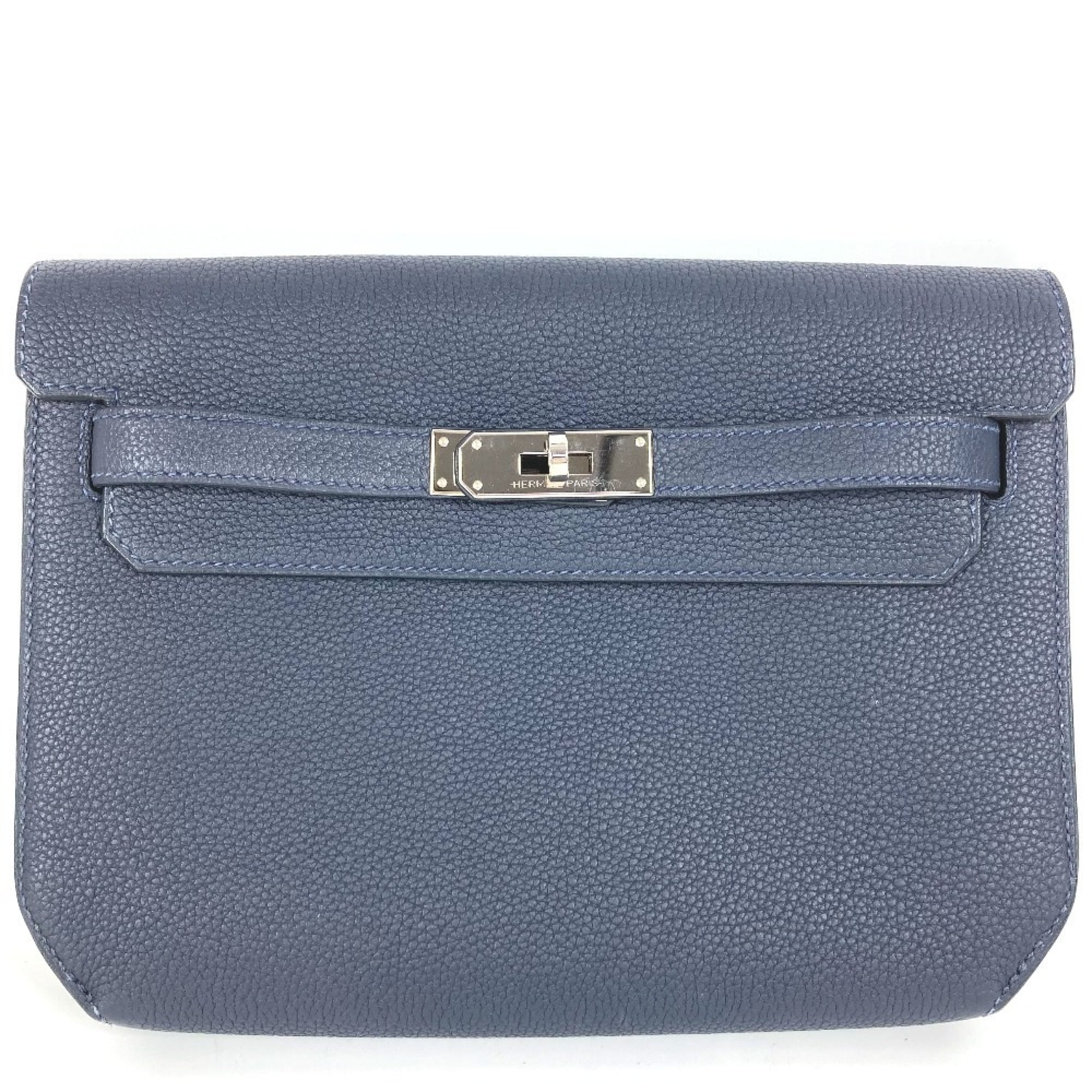 Hermes Kelly Navy Togo Leather Clutch Bag (Pre-Owned)