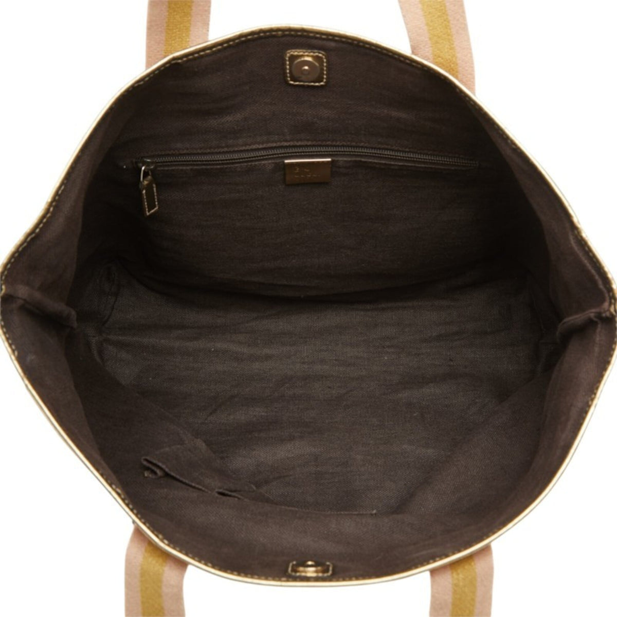 Gucci Beige Gold Canvas Leather Tote Bag (Pre-Owned)