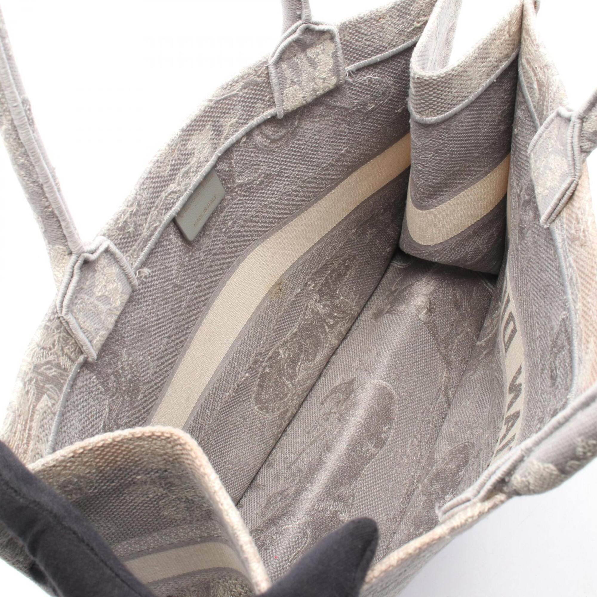 Christian Dior Gray White Canvas Handbag Tote Bag (Pre-Owned)