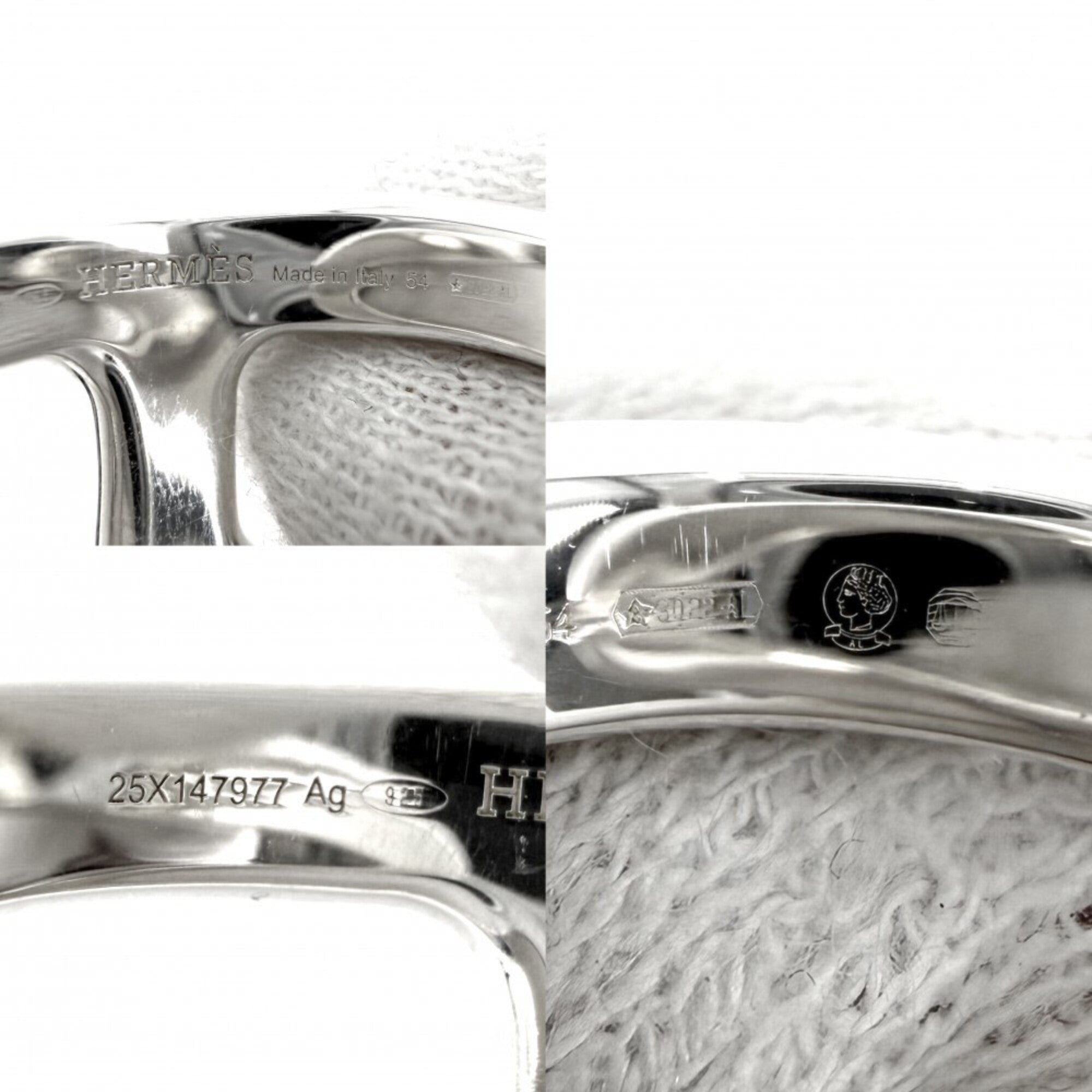 Hermes Silver Silver 925 Band Ring (Pre-Owned)