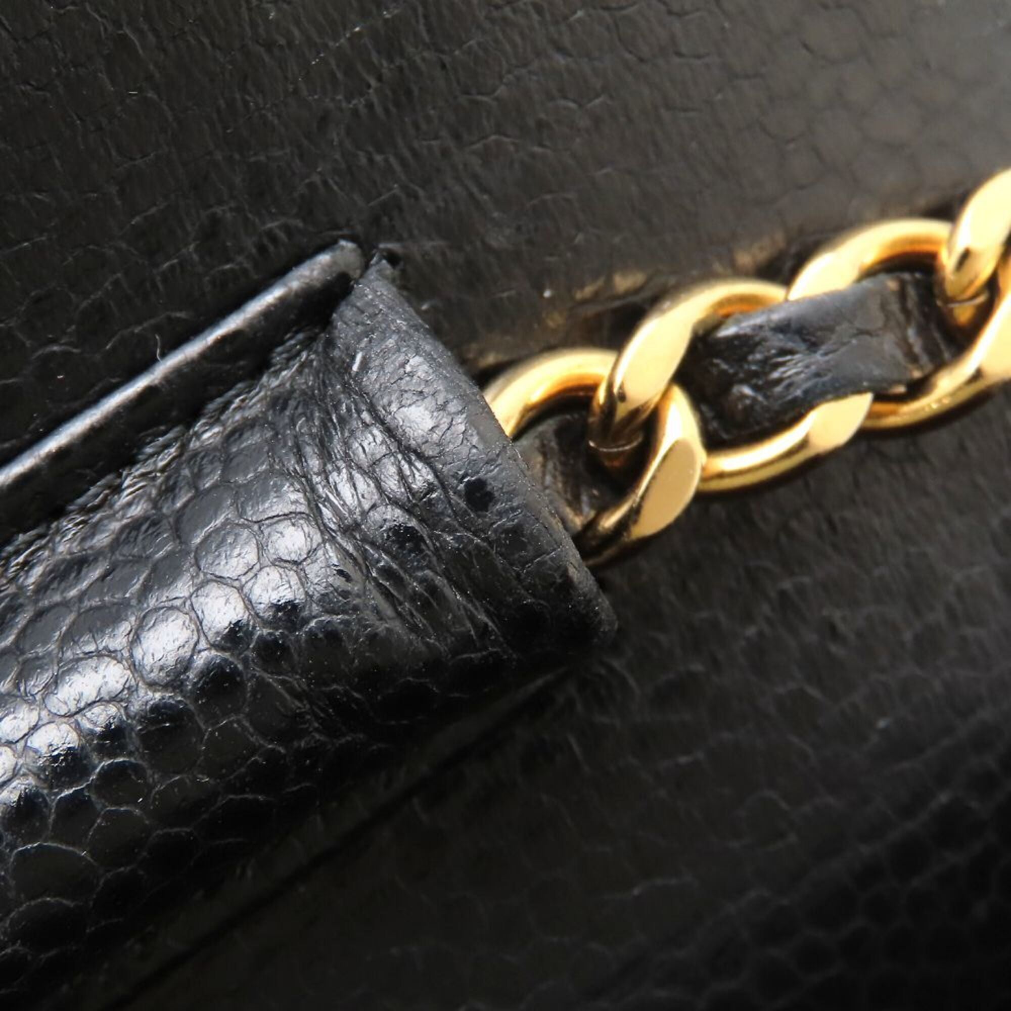 Chanel Black Grained Calfskin Chain/Shoulder Wallet (Pre-Owned)