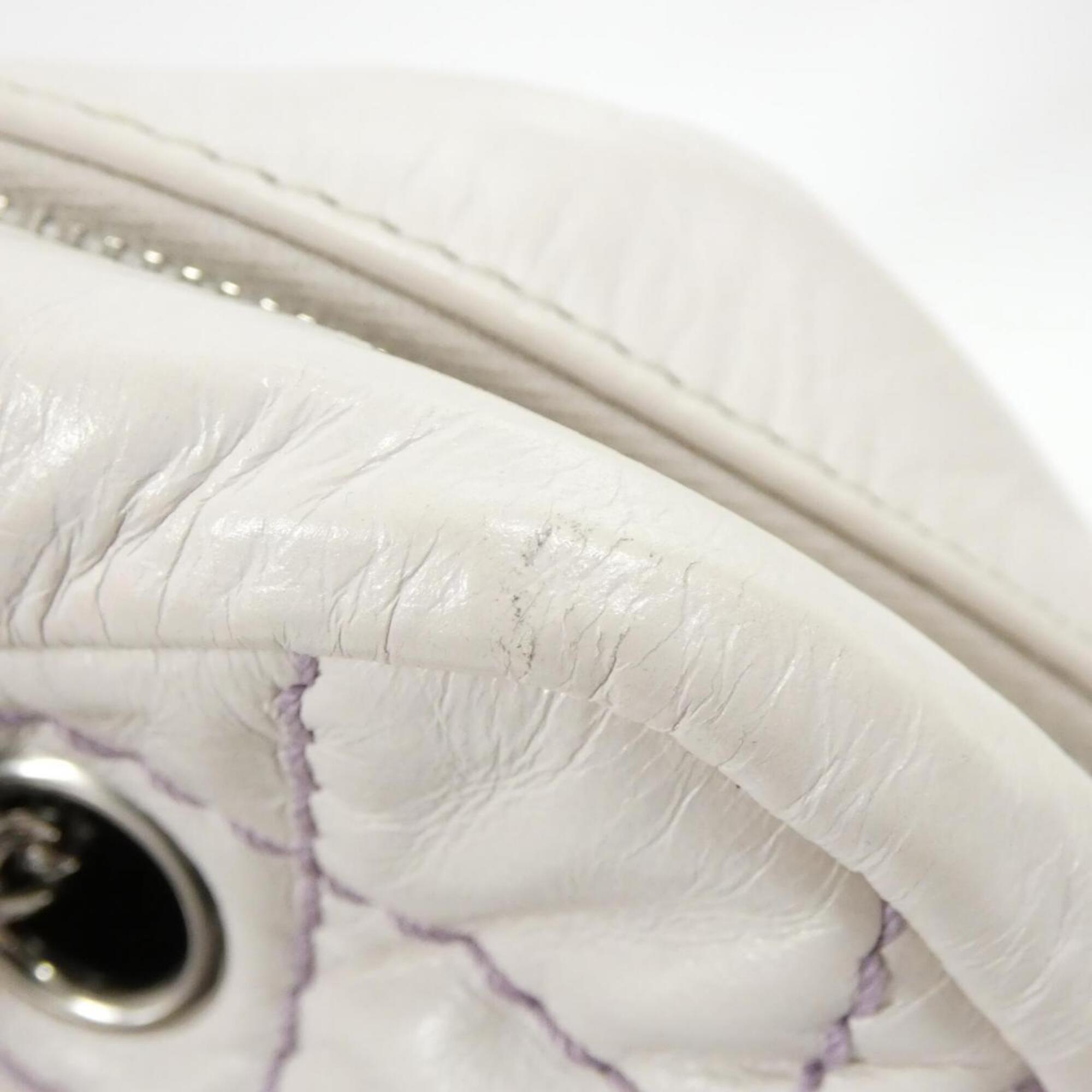 Chanel Purple White Leather Shoulder Bag (Pre-Owned)