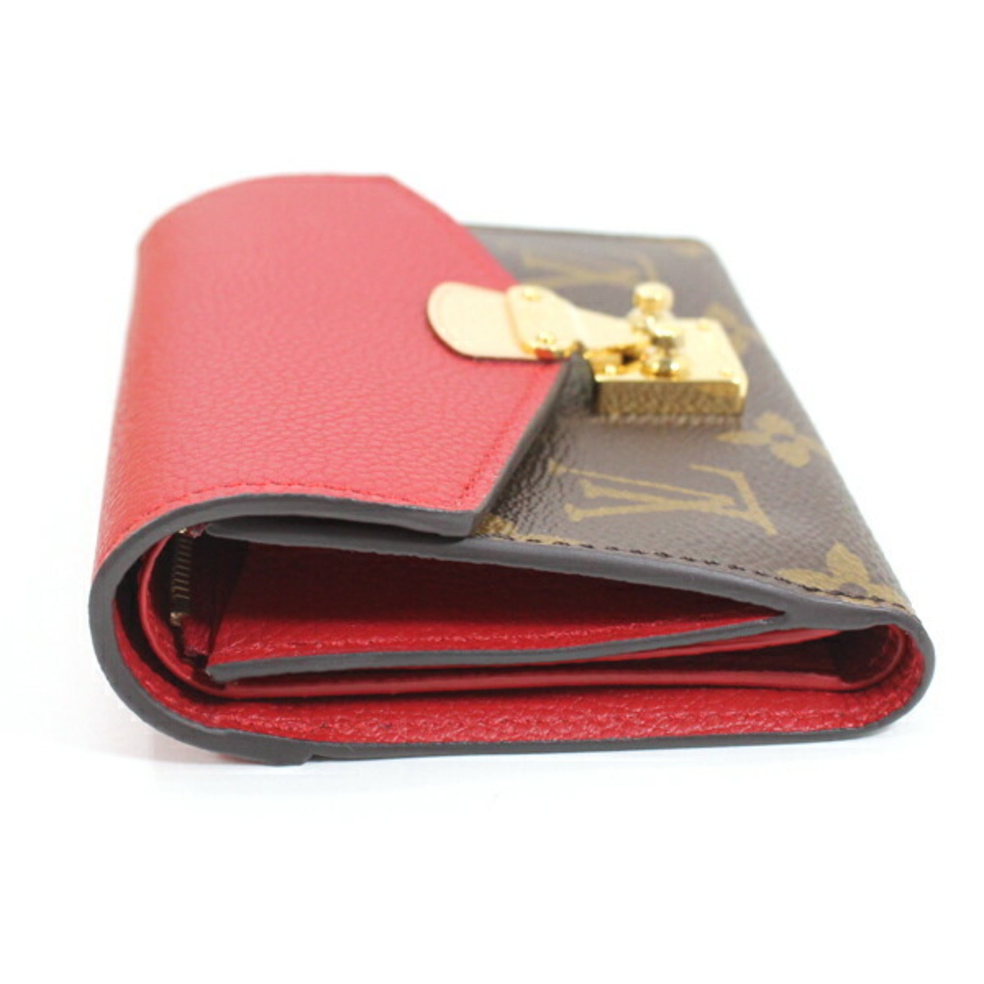 Louis Vuitton Brown Cerise Monogram Red Color Monogram Wallet (Tri-Fold) (Pre-Owned)
