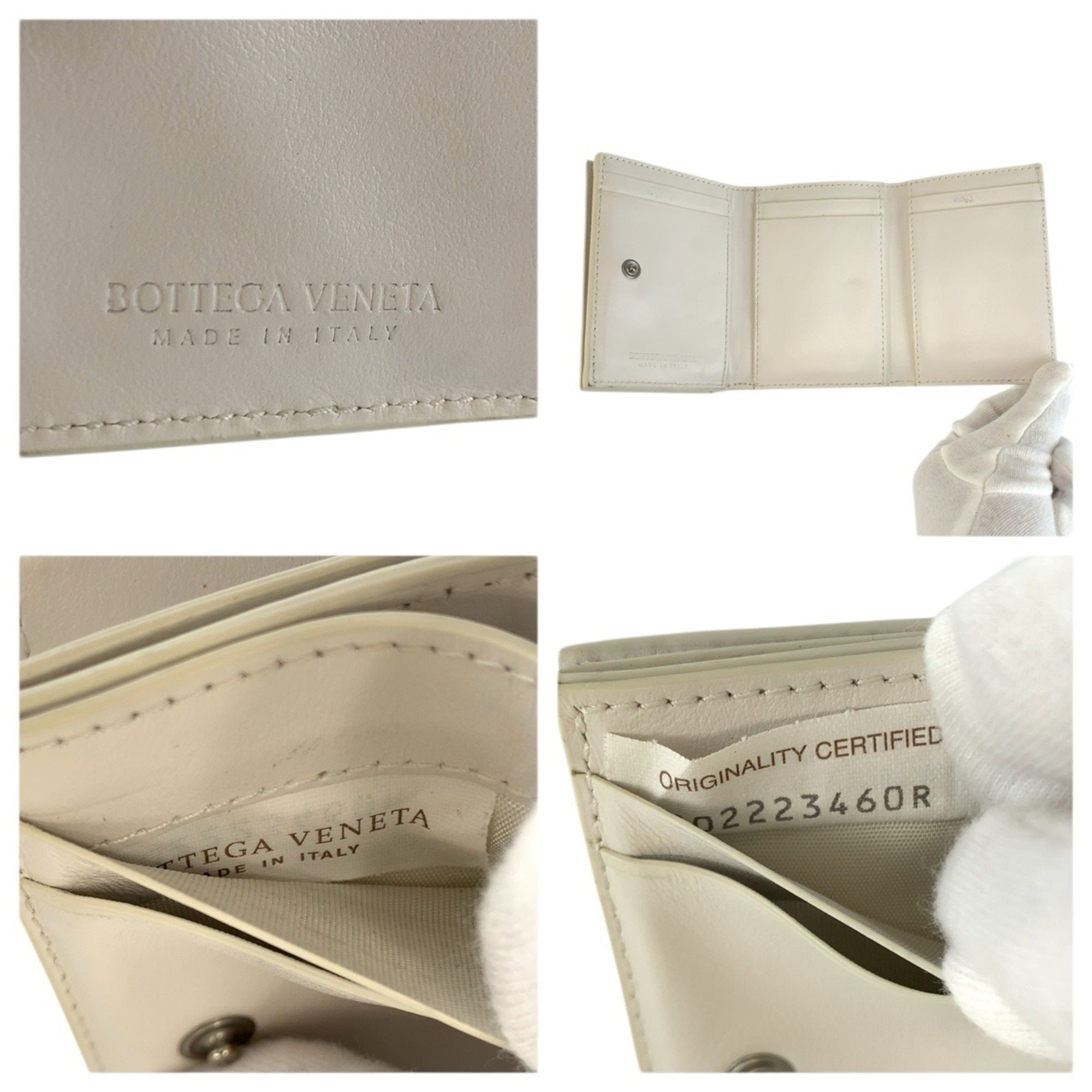Bottega Veneta White Intrecciato Wallet (Tri-Fold) (Pre-Owned)