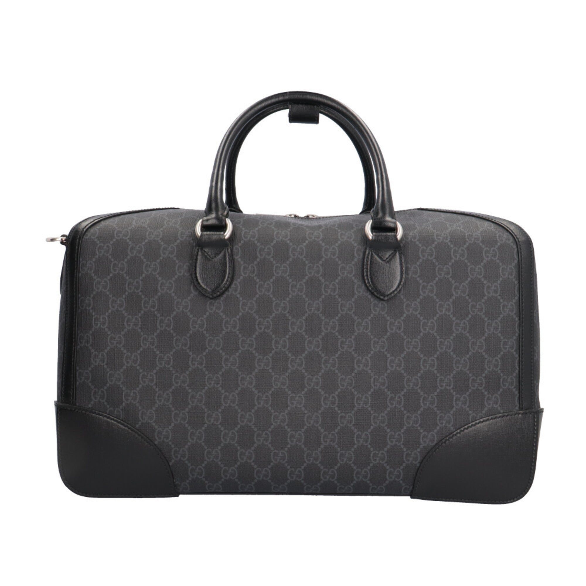 Gucci Black Gray Gg Supreme Boston Bag (Pre-Owned)