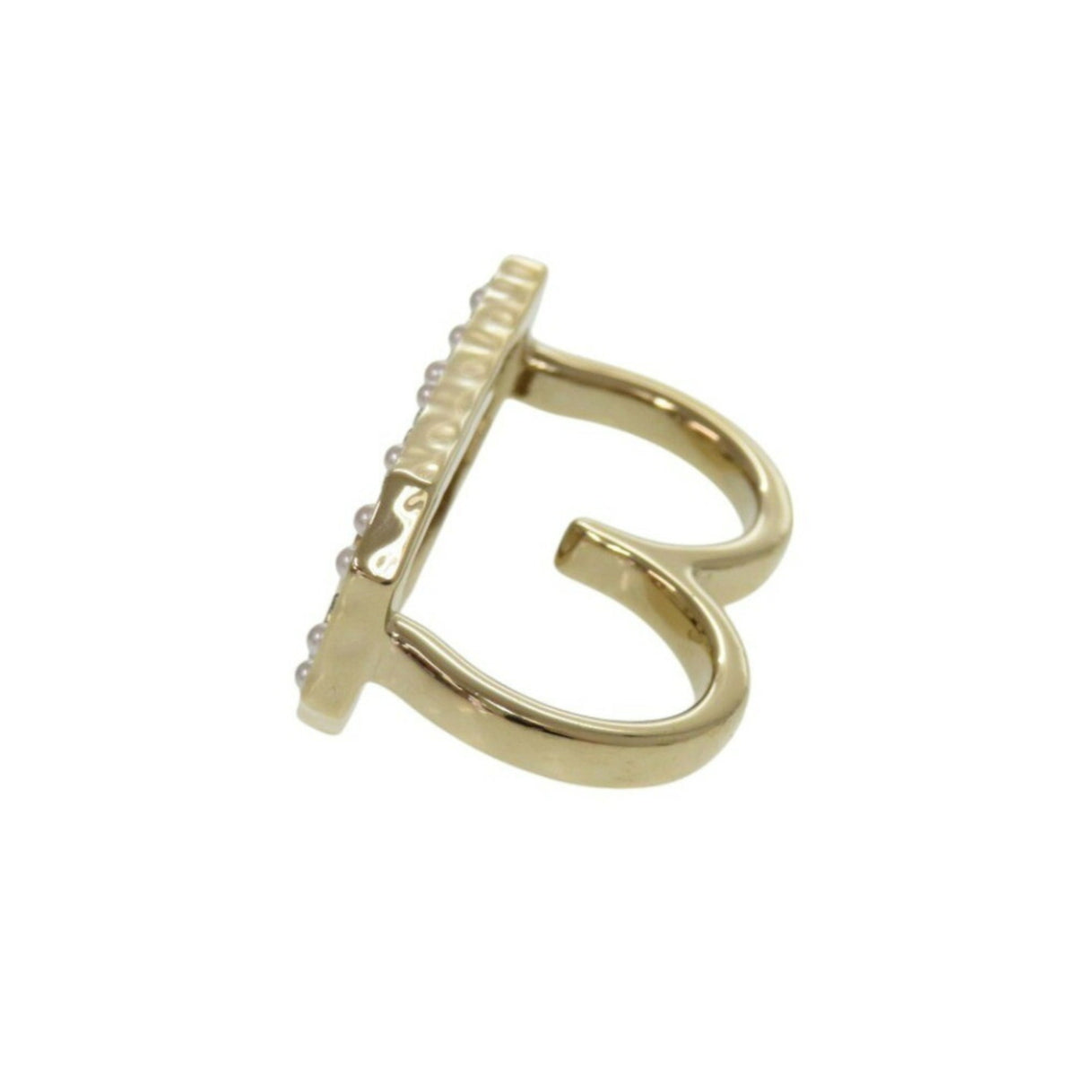 Chanel Gold Artificial Pearl Metal Band Ring (Pre-Owned)
