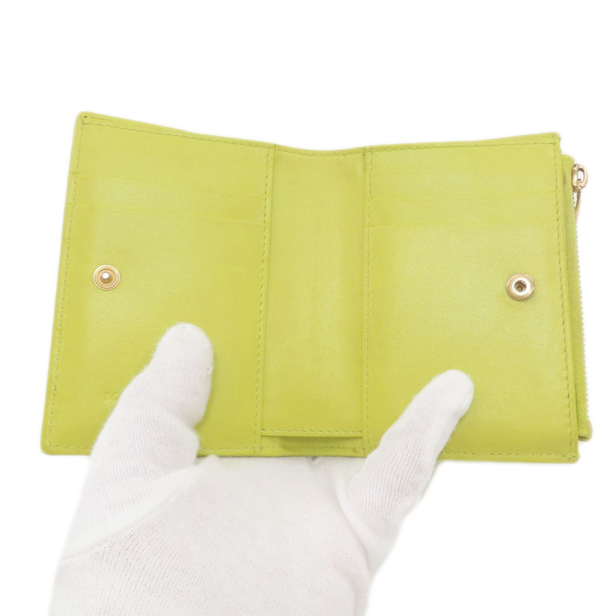 Bottega Veneta Light Green Leather Wallet (Bi-Fold) (Pre-Owned)