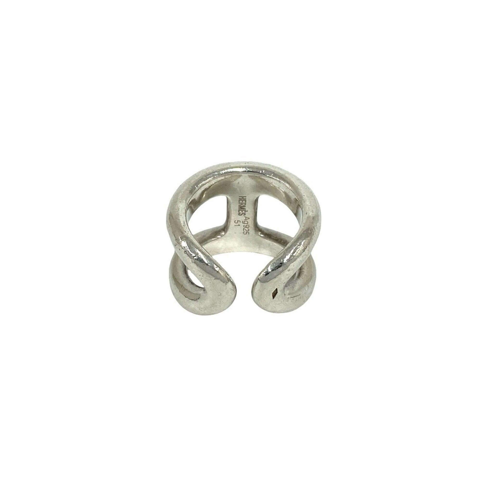 Hermes Silver Silver 925 Band Ring (Pre-Owned)