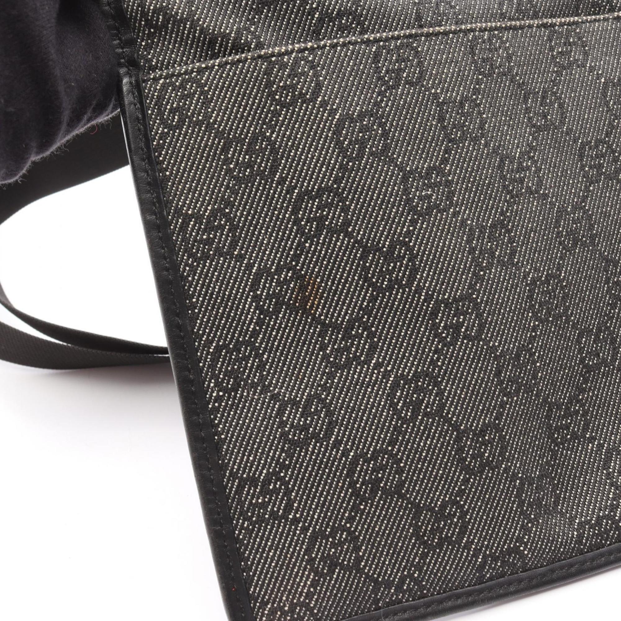 Gucci Black Denim Leather Handbag Shoulder Bag (Pre-Owned)