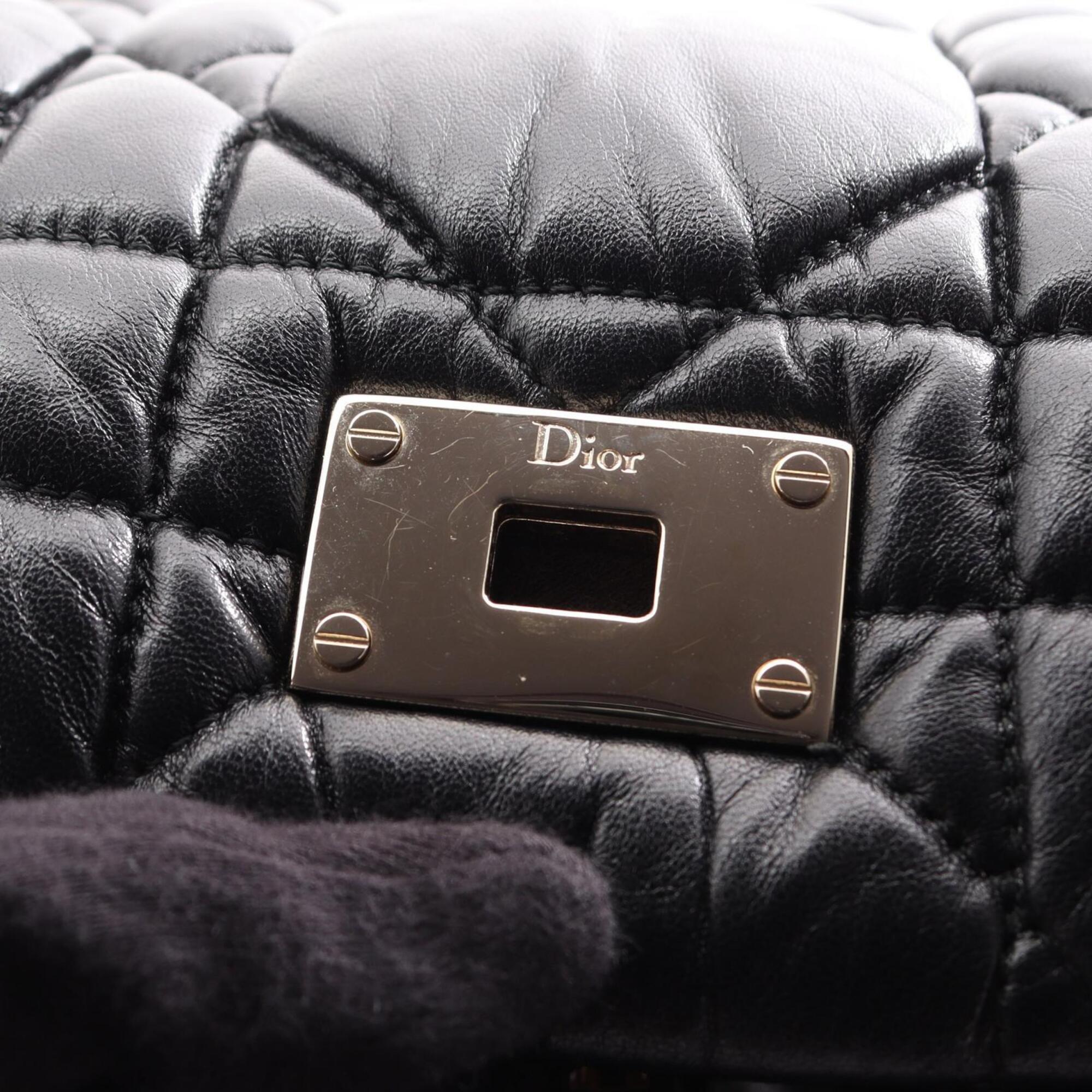 Christian Dior Black Leather Handbag Shoulder Bag (Pre-Owned)