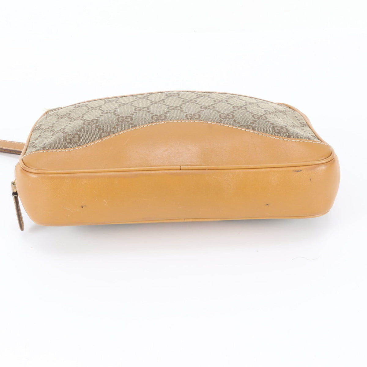 Gucci Brown Leather Canvas Clutch Bag Pouch (Pre-Owned)
