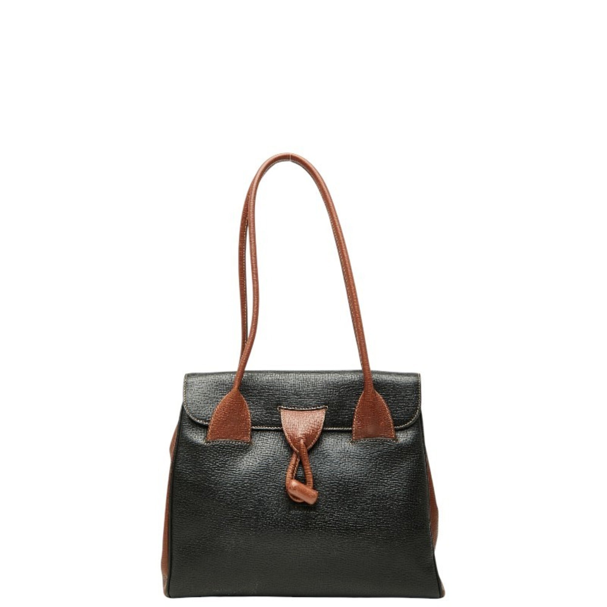 Loewe Black Brown Leather Handbag Tote Bag (Pre-Owned)