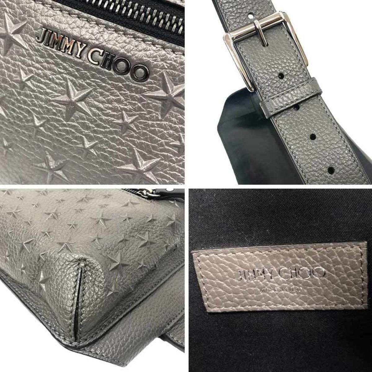Jimmy Choo Gray Leather Shoulder Bag Sling Bag (Pre-Owned)